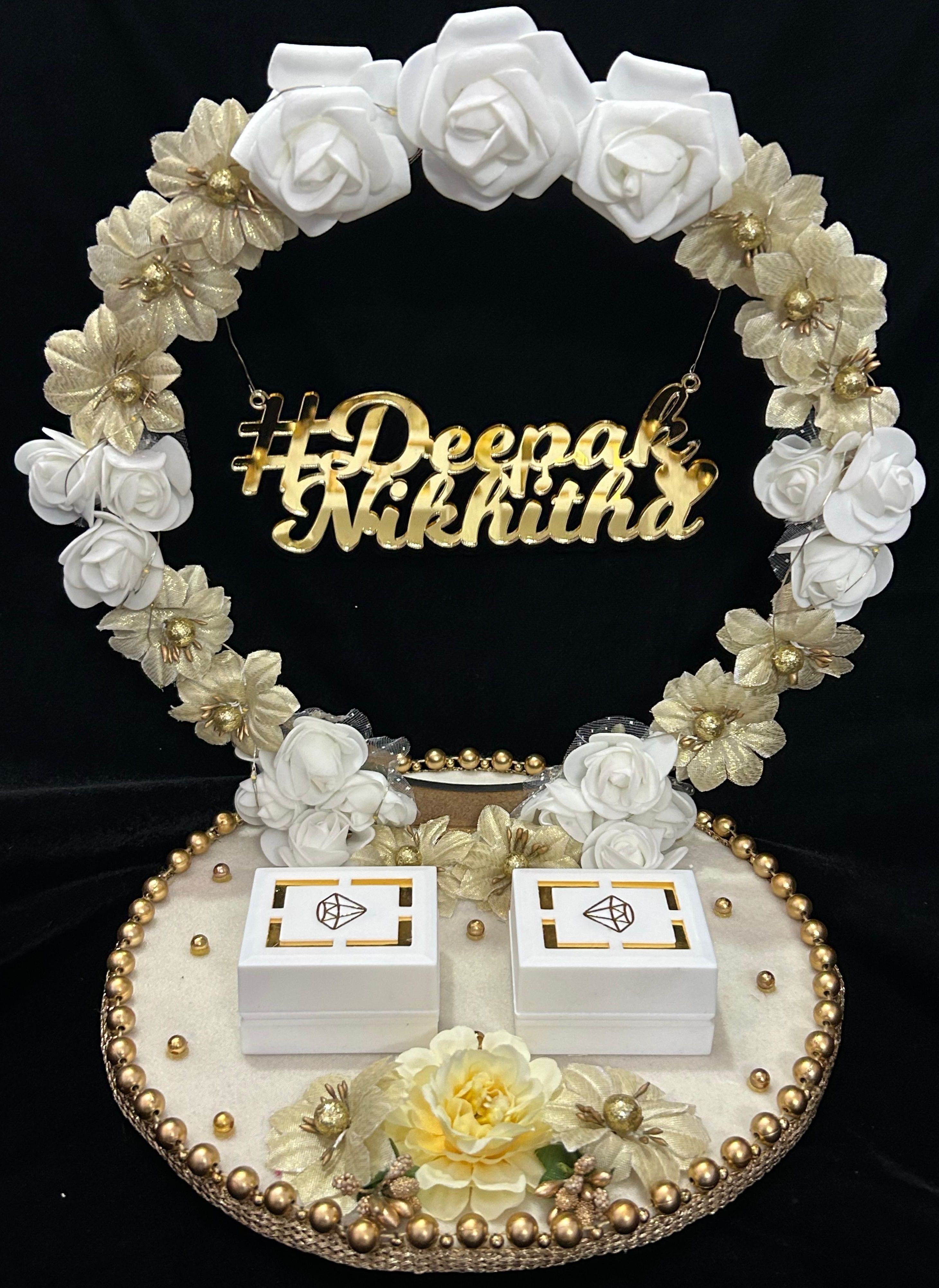 Customize Engagement Ring platter with beautiful Floral work