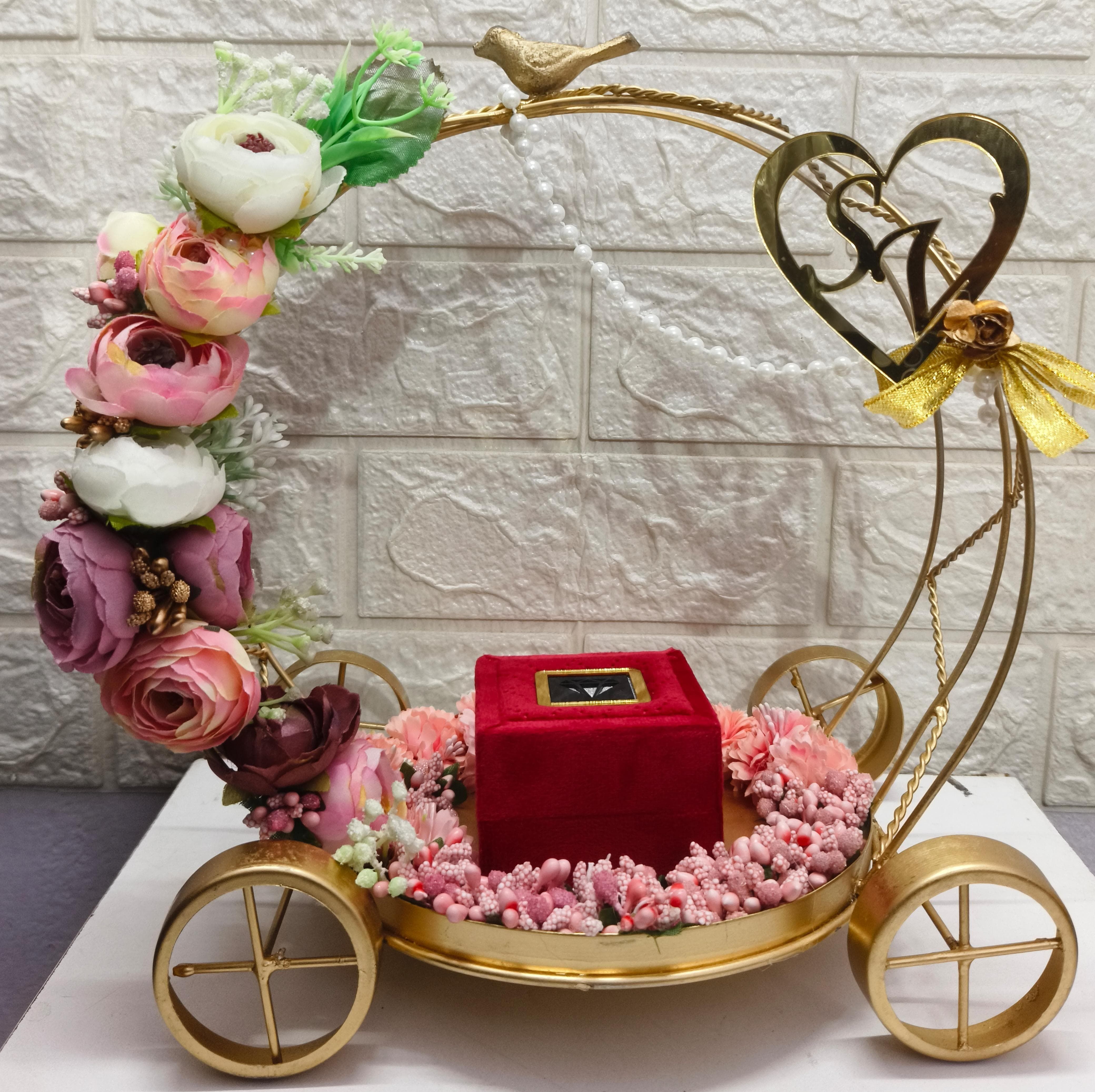 Engagement Ring platter with Customize name beautiful Floral work