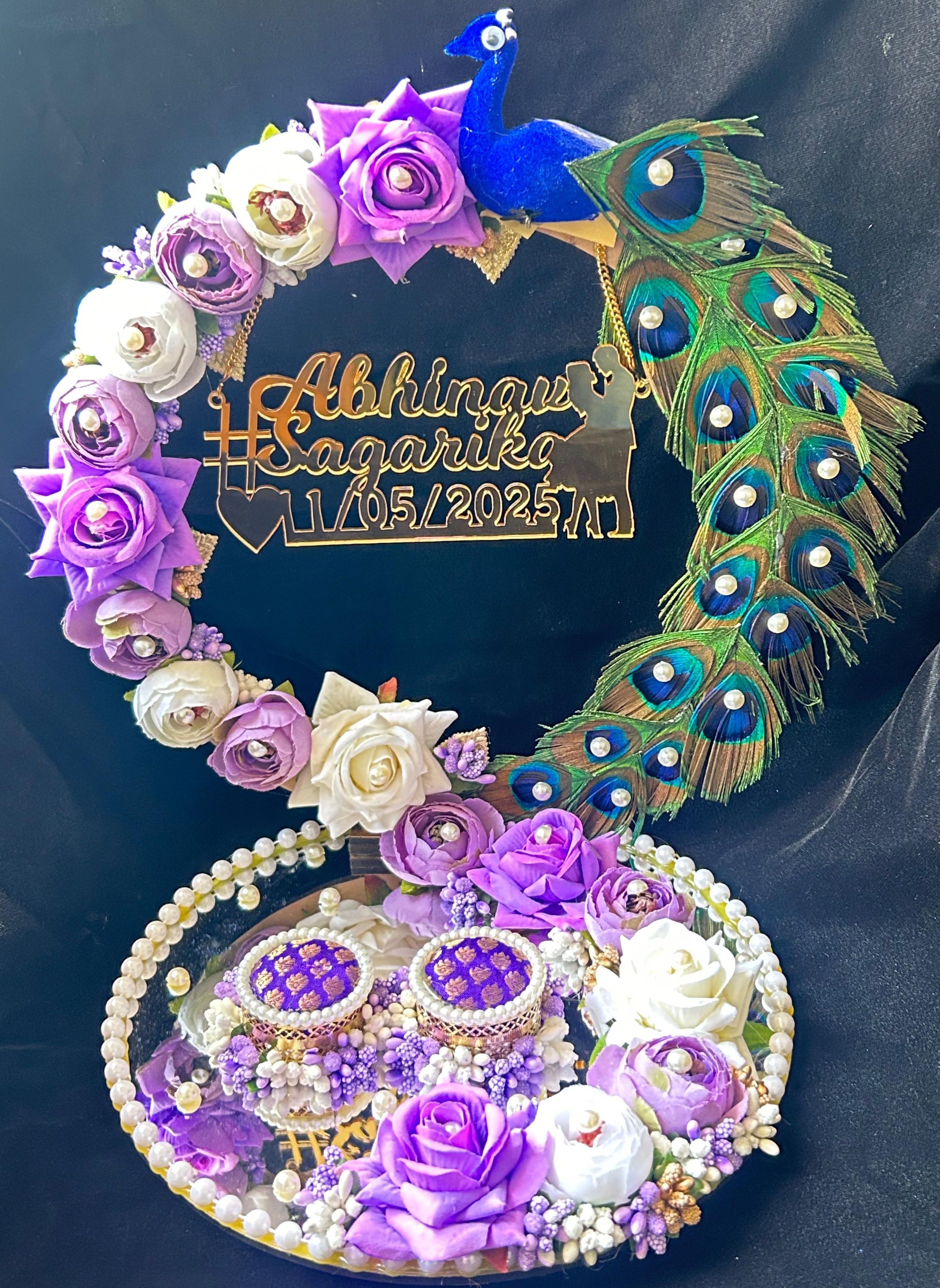 Customize Engagement Ring platter with beautiful Floral work