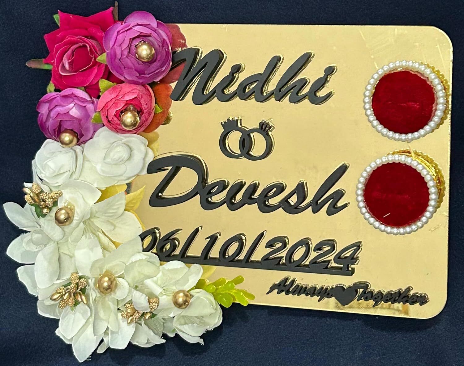 Mridang Designer Floral Theme with Acrylic Base ring platter