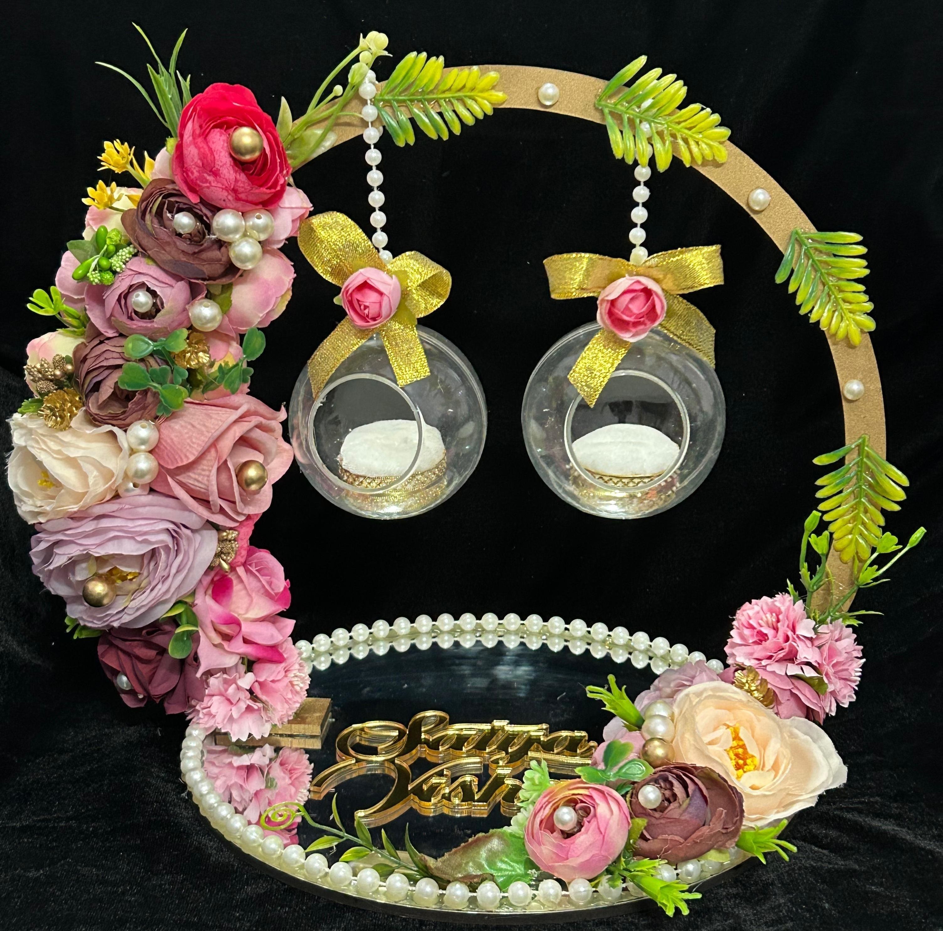 Customize Engagement Ring platter with beautiful Floral work