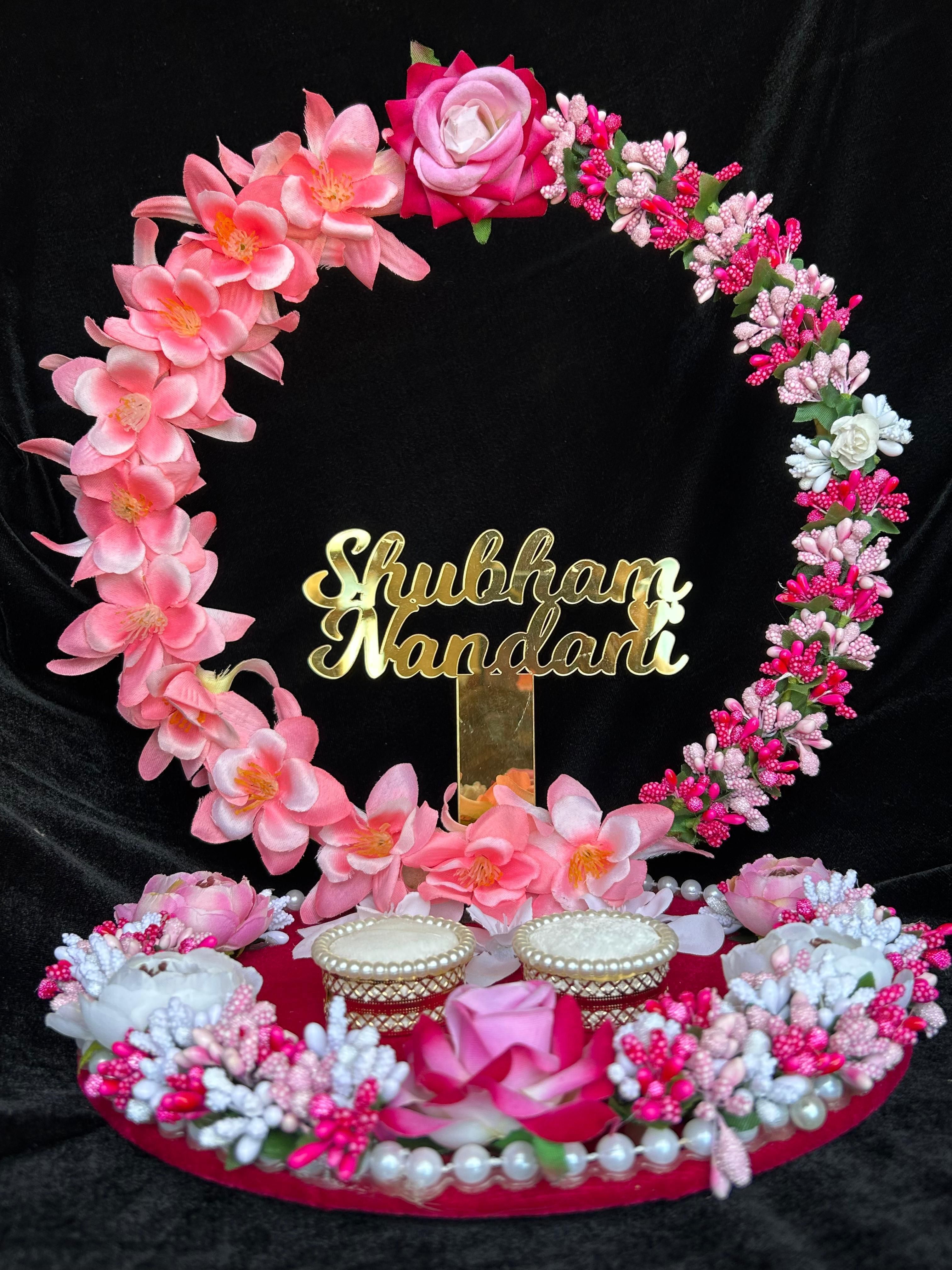 Customize Engagement Ring platter with beautiful Floral work