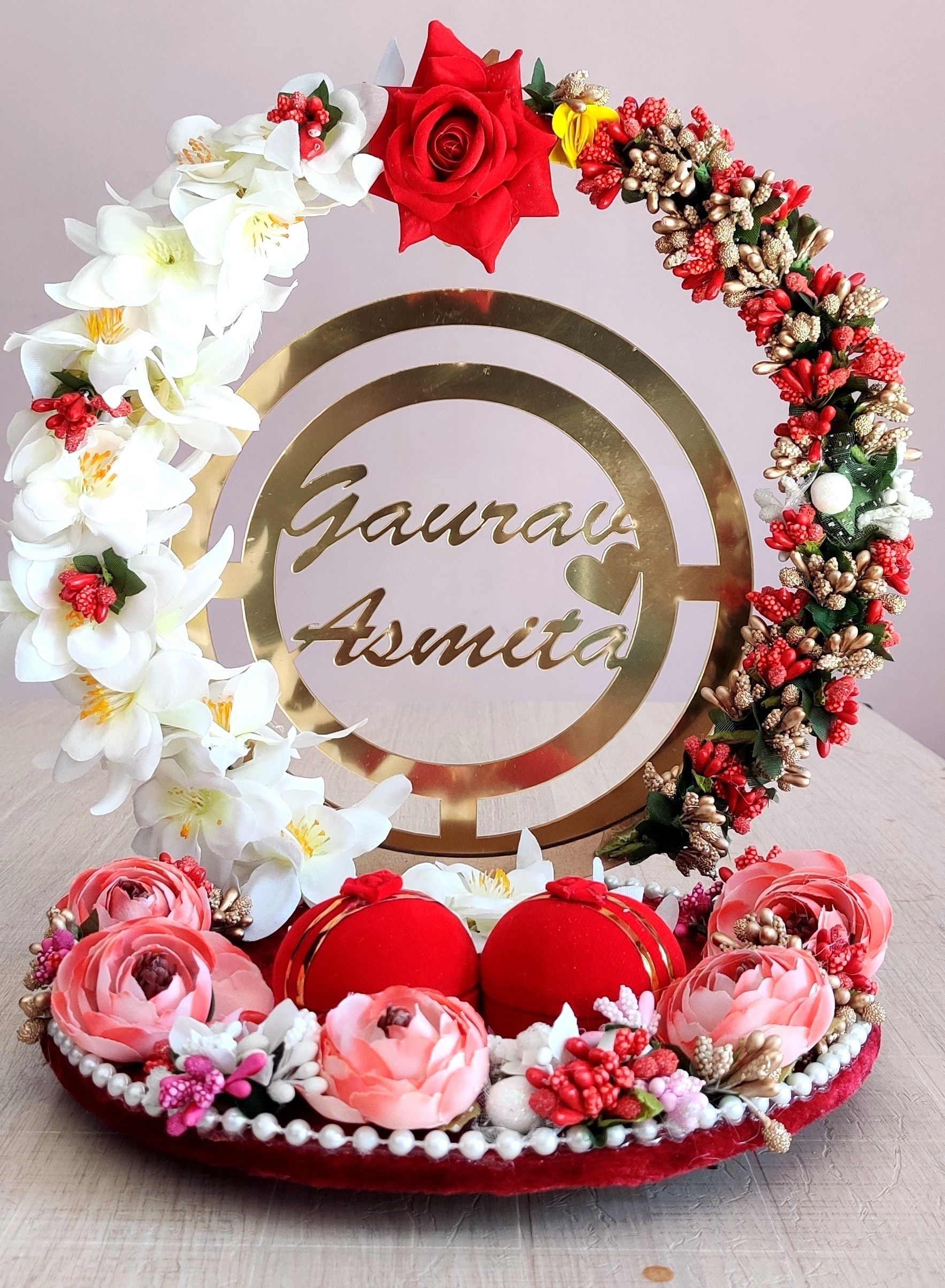 Handmade Designer Engagement Ring tray ring holder platter with customise name