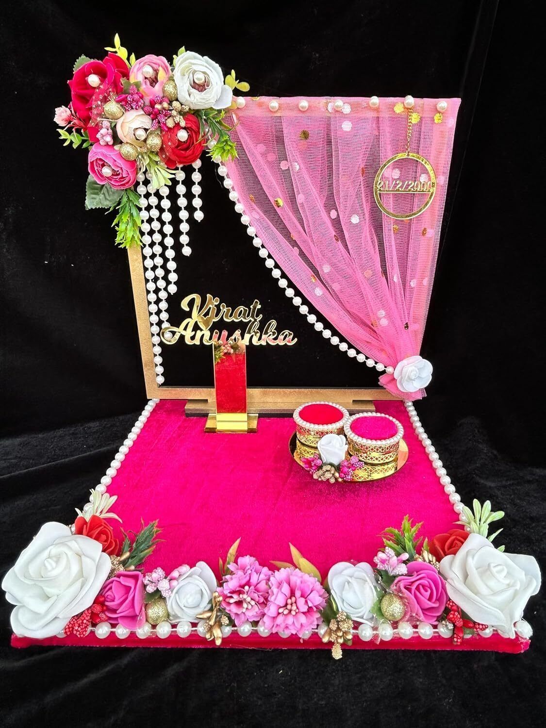 Customize Engagement Ring platter with beautiful Floral work