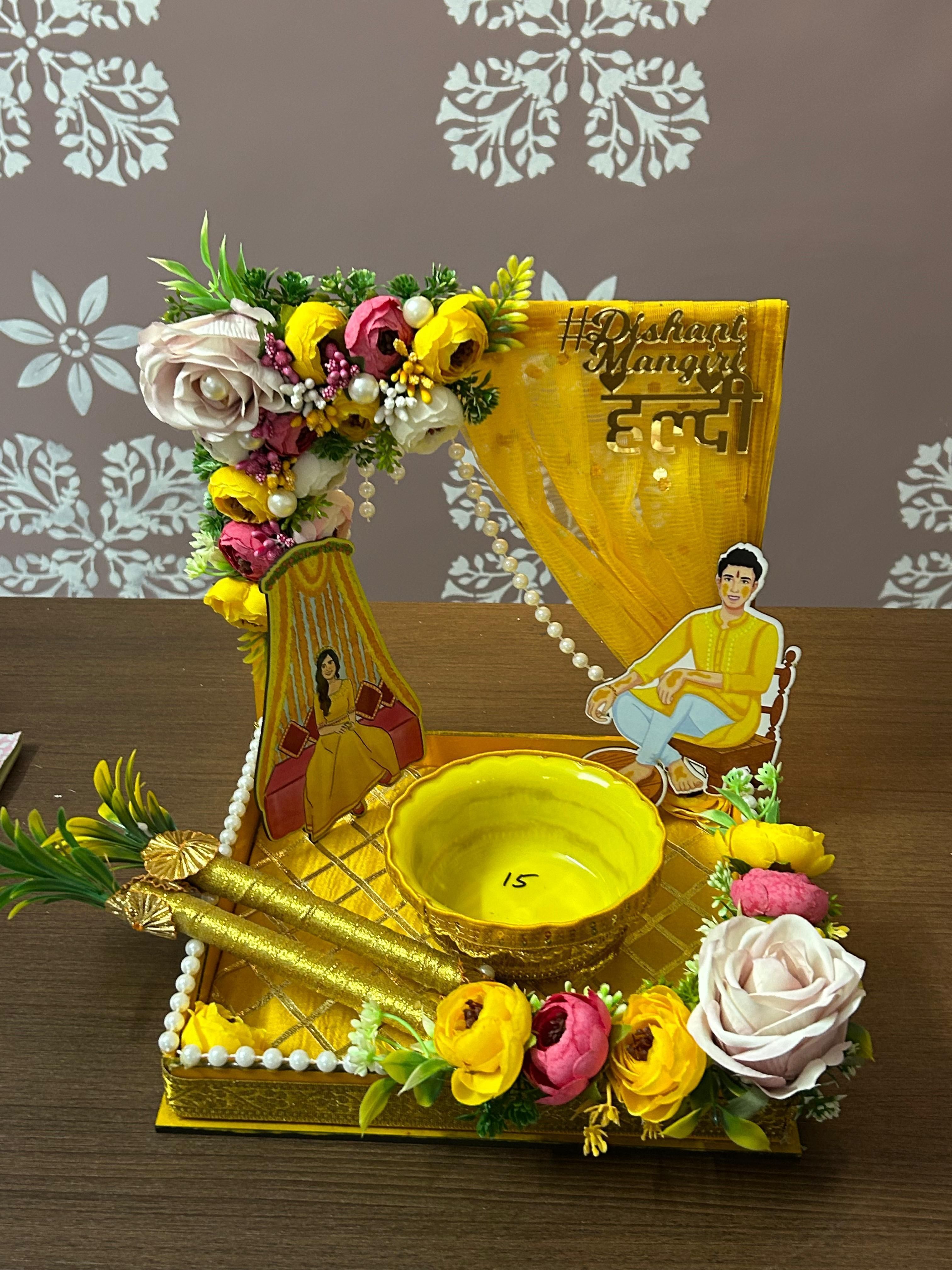 Engagement Ring platter with Customize name beautiful Floral work