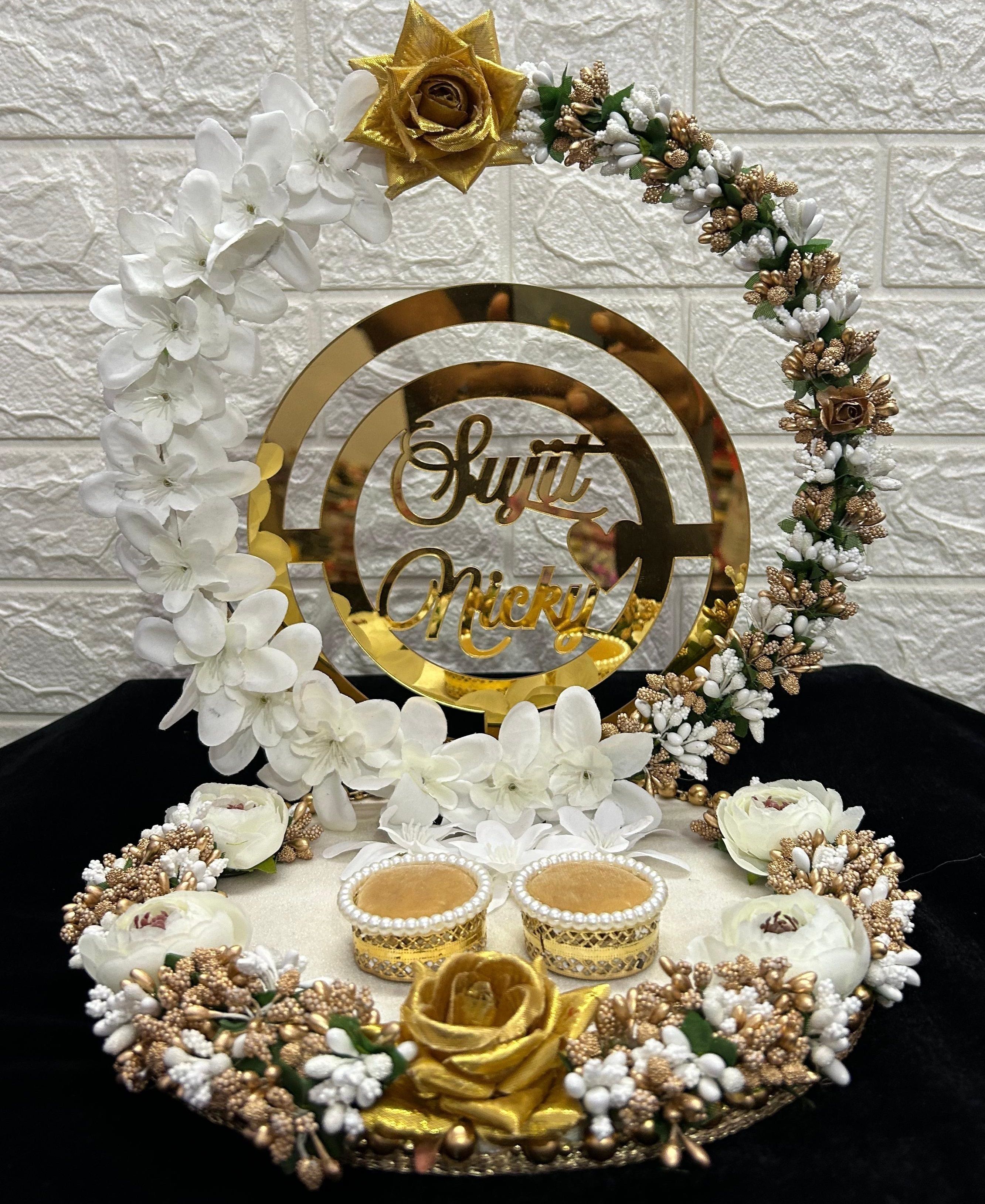 Customize Engagement Ring platter with beautiful Floral work