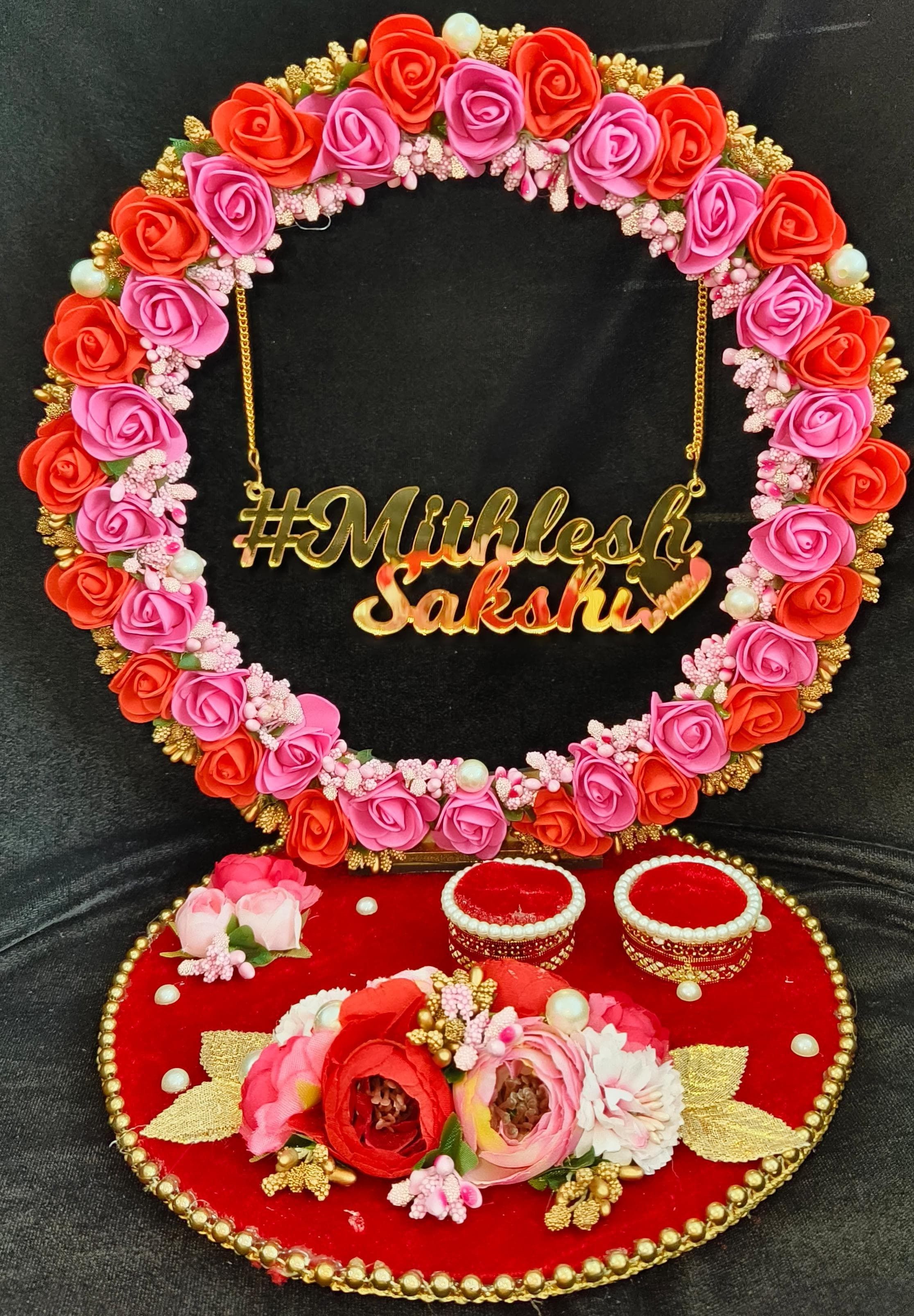 Customize Engagement Ring platter with beautiful Floral work