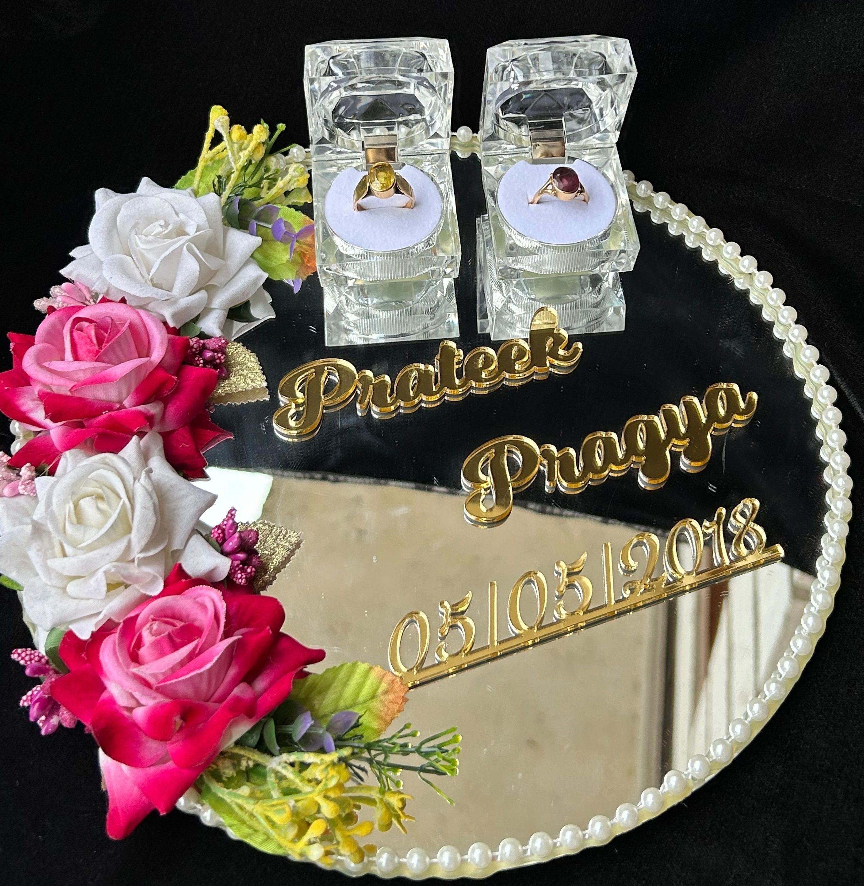 Customize Engagement Ring platter with beautiful Floral work
