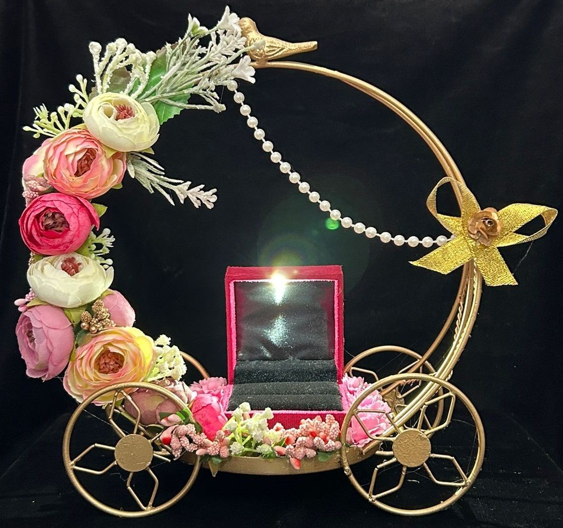 Metal Cart Engagement Ring Platter for Ring Ceremony
