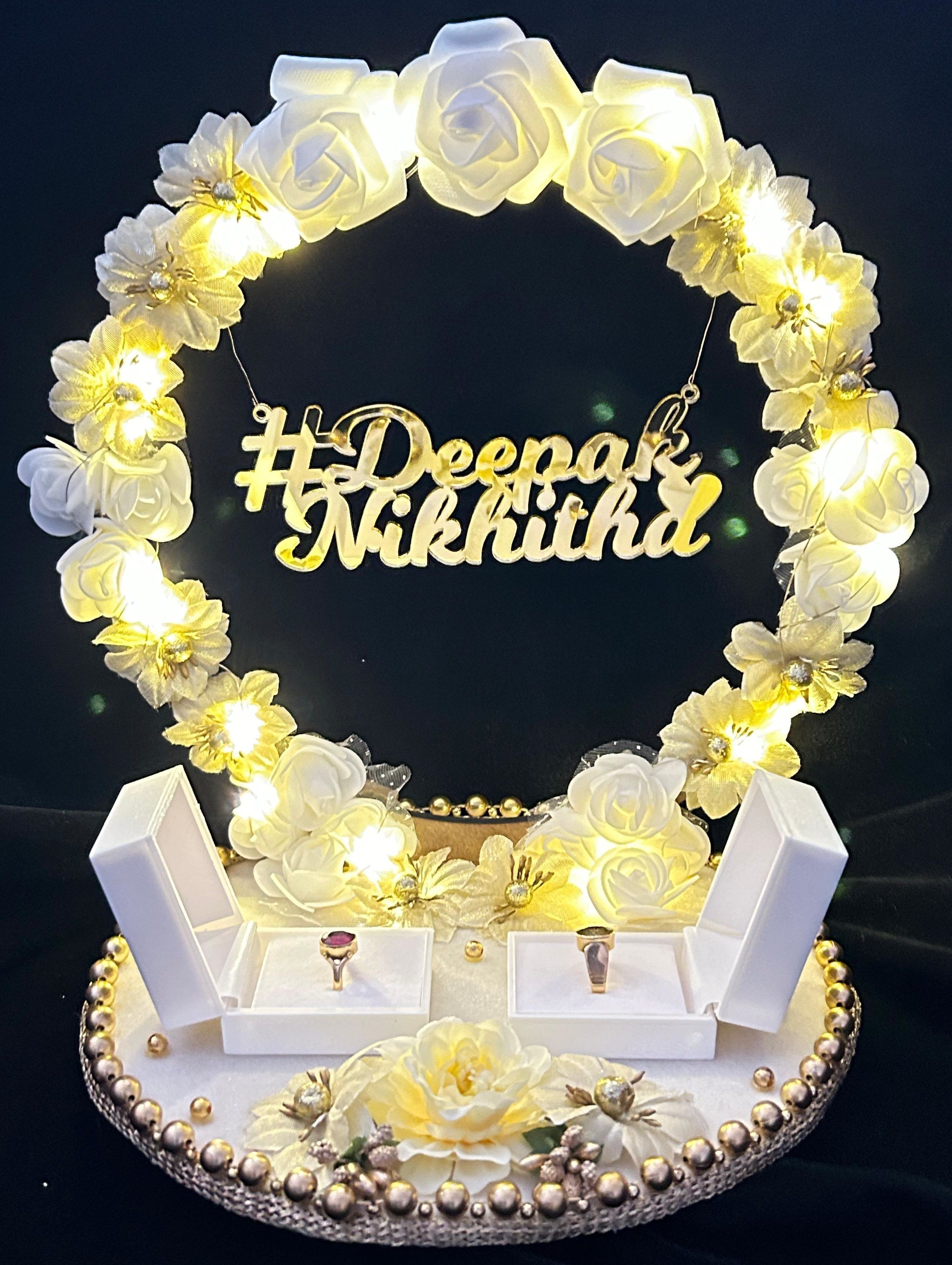 Engagement Ring platter with beautiful Floral work  With Light