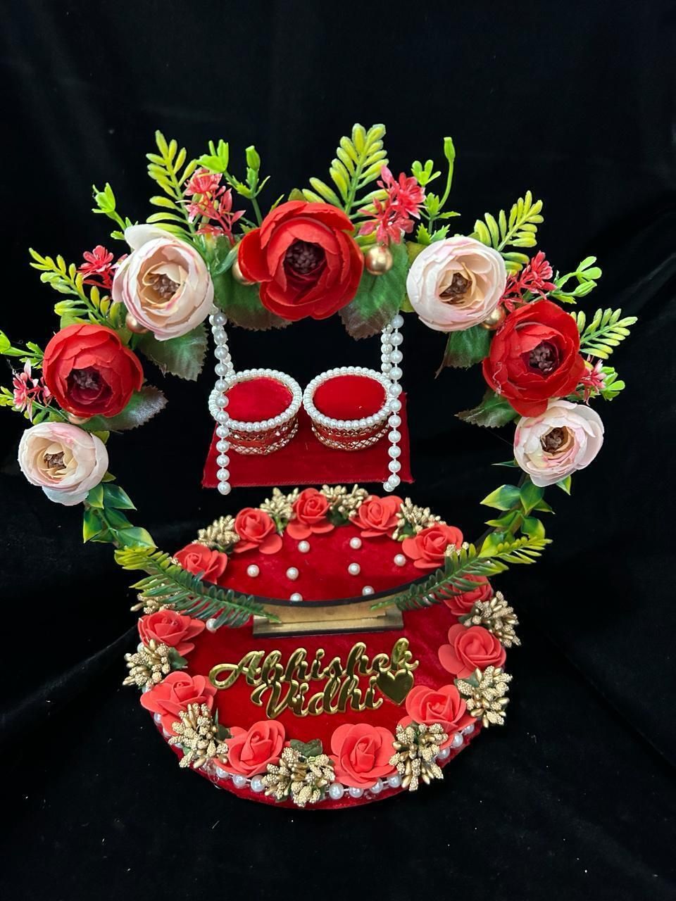 Customize Engagement Ring platter with beautiful Floral work