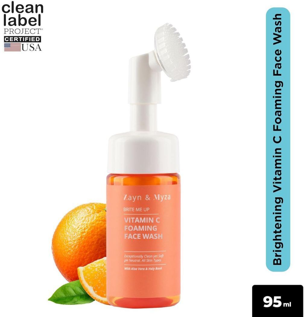 ZM Zayn & Myza Vitamin C Foaming Face wash | For glowing skin | Exfoliator Brush for Deep Cleansing | Brightening Face wash for men & women | All skin types Face Wash (95 ml)