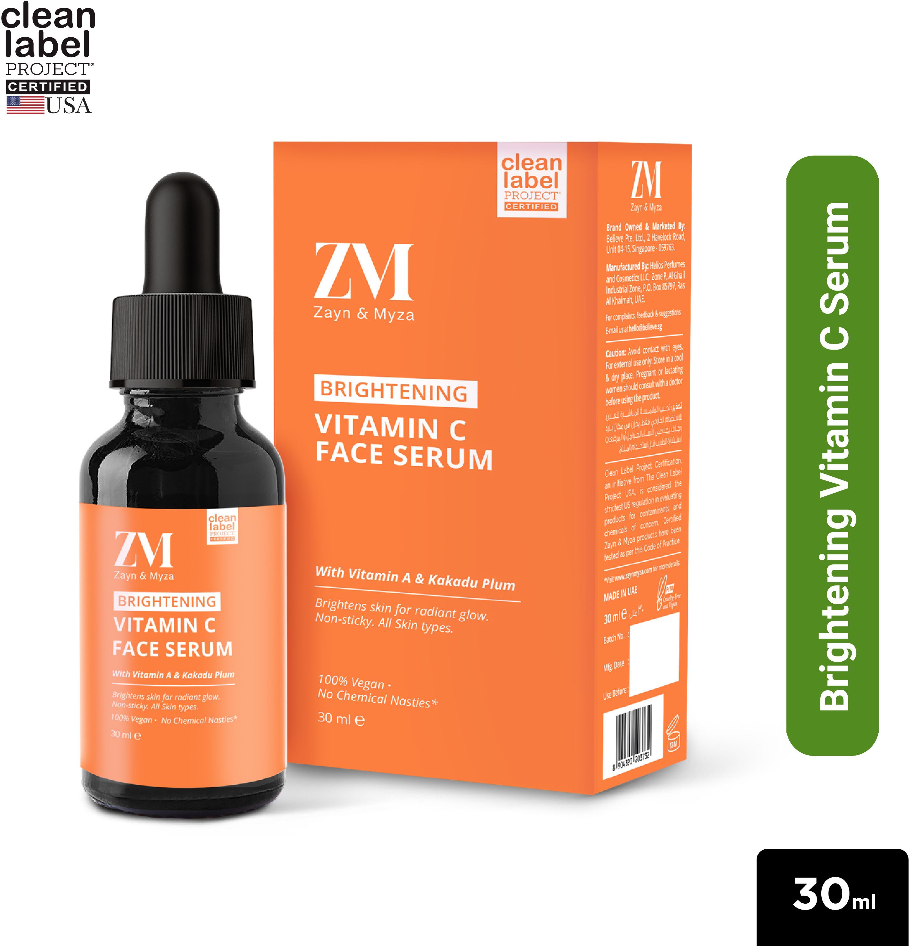 ZM Zayn & Myza Vitamin C Face Serum | Brightening Serum For Glowing skin | Revives dull skin|Fades pigmentation & dark spots | For all skin types - 30 ml