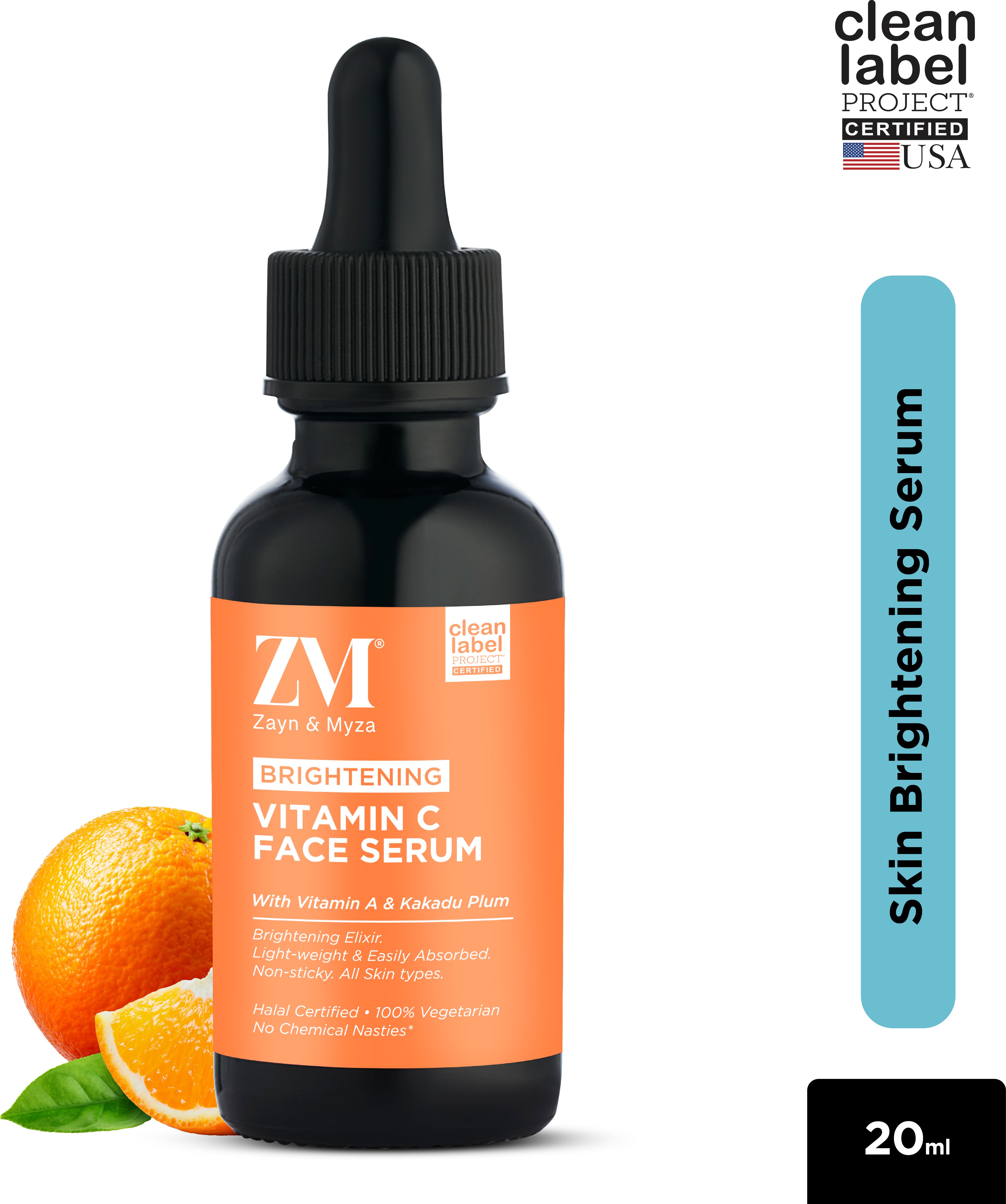 ZM Zayn & Myza Vitamin C Face Serum, Brighten Dull Skin, With Vitamin A & Kakadu Plum (20 ml)