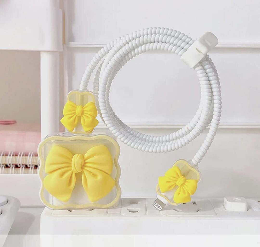 Micvir 18/20W Type C Adapter Compatible for iPhone Charger Cover for Full Protection Cable Protector (Yellow)