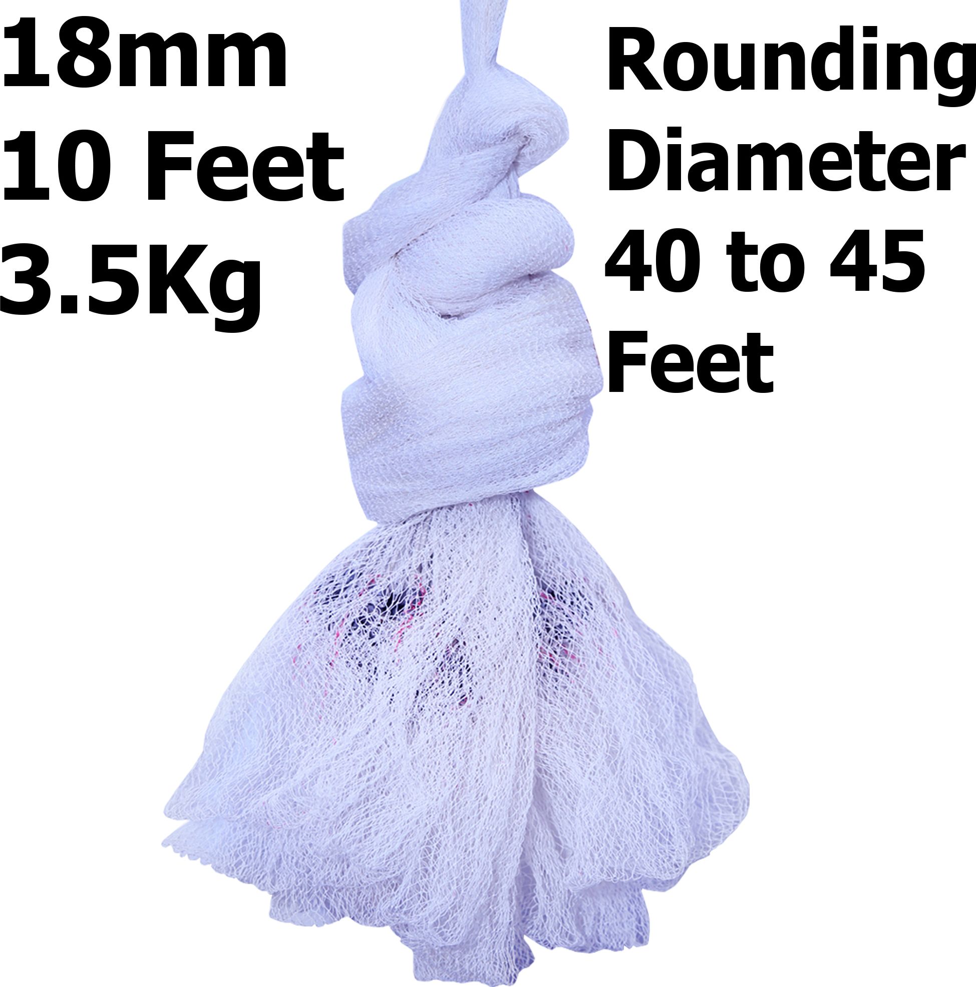 YASHNET CASTNET 10 FEET HEIGHT 3.6KG WEIGHT HOLE 18MM NYLON THREADS 1NO+2NO Fishing Net (White) — photo 1