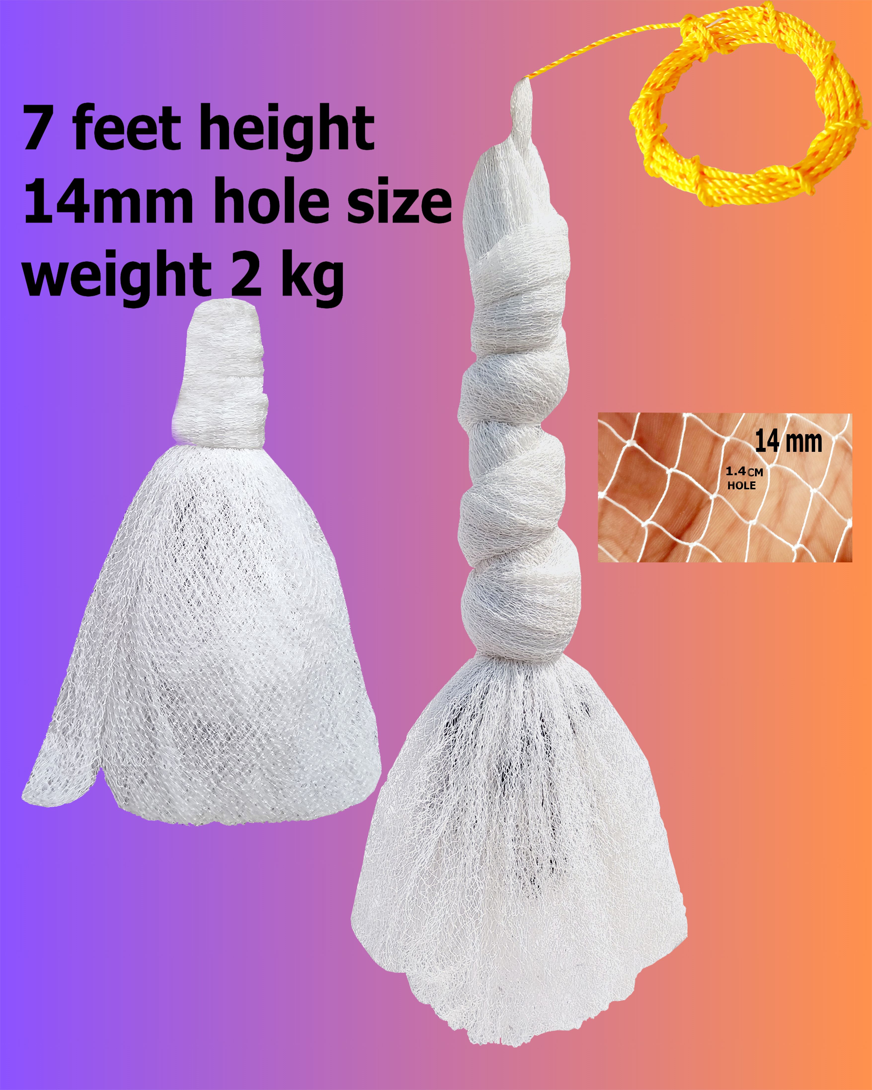 YASHNET CASTNET 7.5 FEET 14MM HOLE Hand Thrown Cast Bait Mesh Fishing Net (White) — photo 1