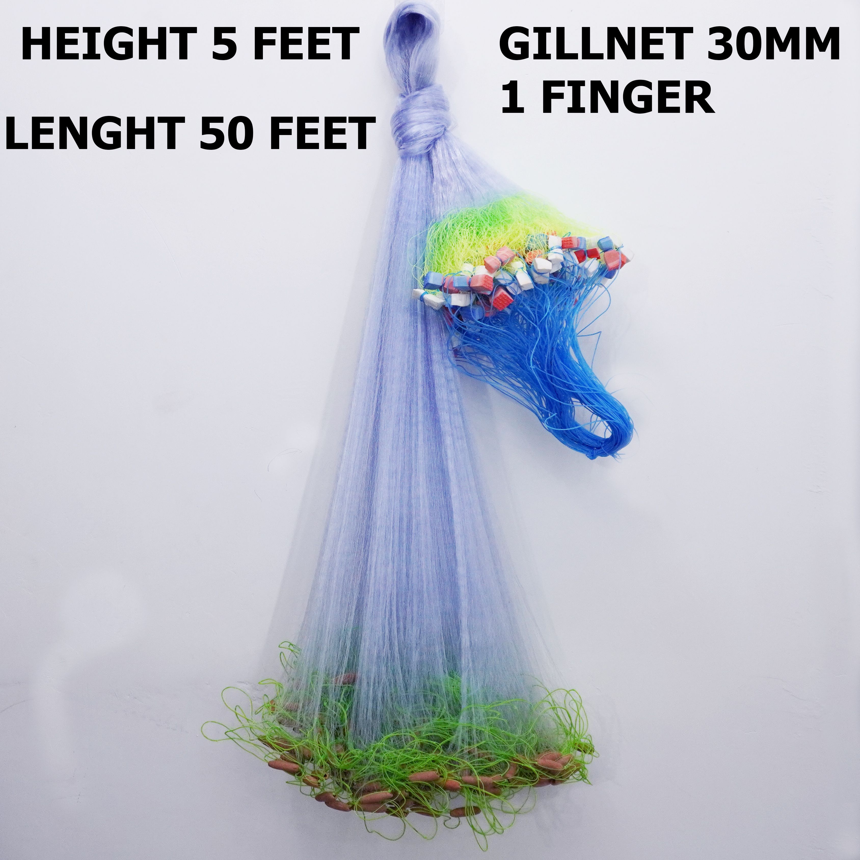 YASHNET GILNET1 FINGER GILLNET 11/30MM HOLE HEIGHT 5 FT LENGHT 50FT Fishing Net (Multicolor) — photo 1