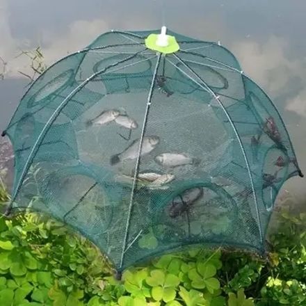 Khatija Manufacture Service Premium Fishing net Umbrella 8 pocket Foldable Portable quality Fishing Net (Green) — photo 1