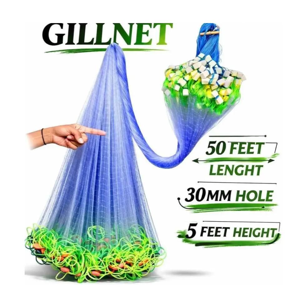 AhmedFishNet 1 Finger 30mm Mesh size Gillnet Height 5feet Fishing Net (Multicolor) — photo 1