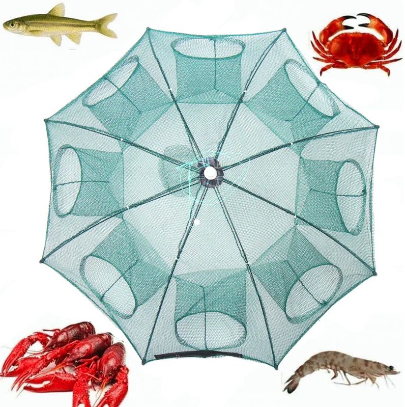 NETKING Umbrella Crab Fishing Net with 8 Pockets | 6mm Mesh Fish Trap & Bait Net Fishing Net (Green) — photo 1