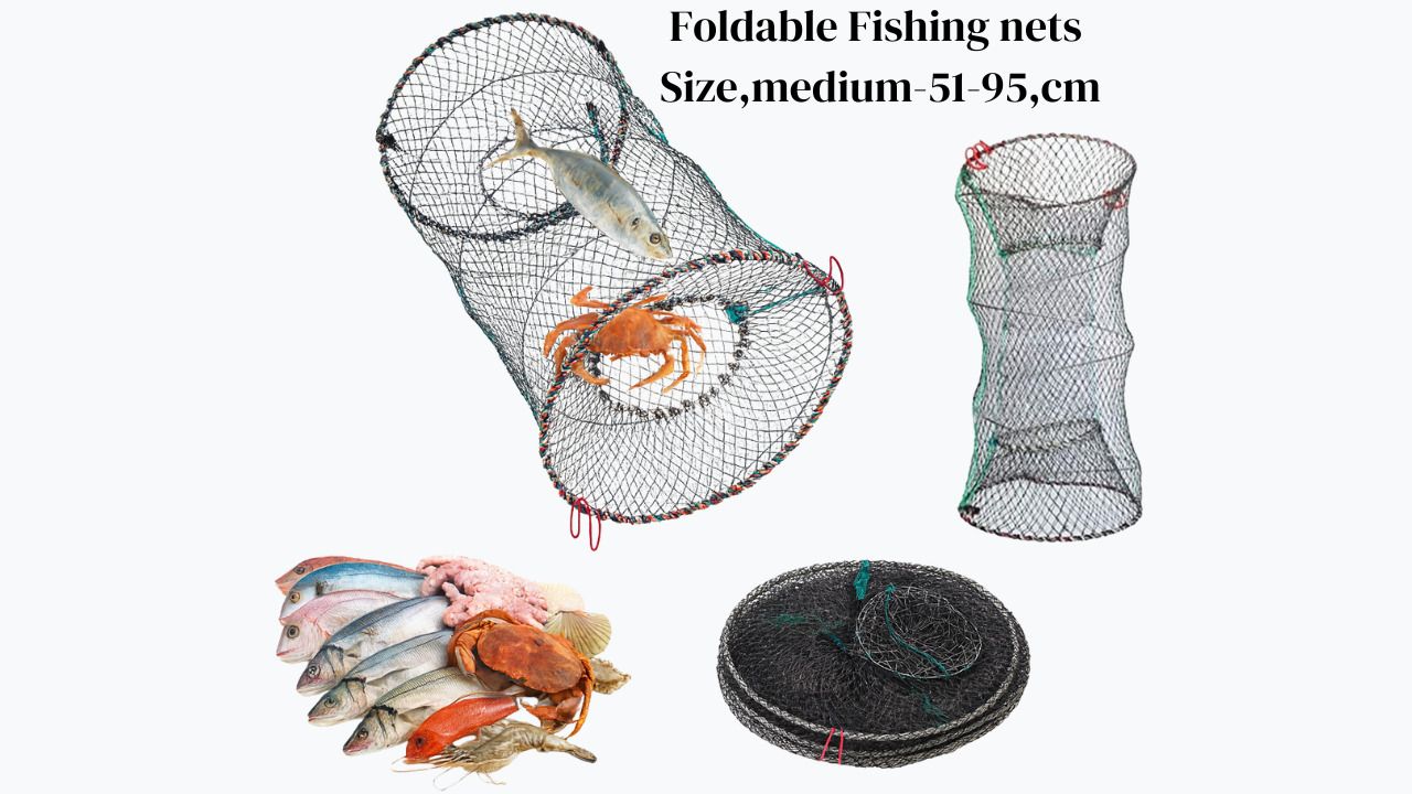 YASHNET Drum Net Foldable Fishing Net Size Medium 50–95cm 25mm Mesh 4mm Iron Wire Fishing Net (Black) — photo 1