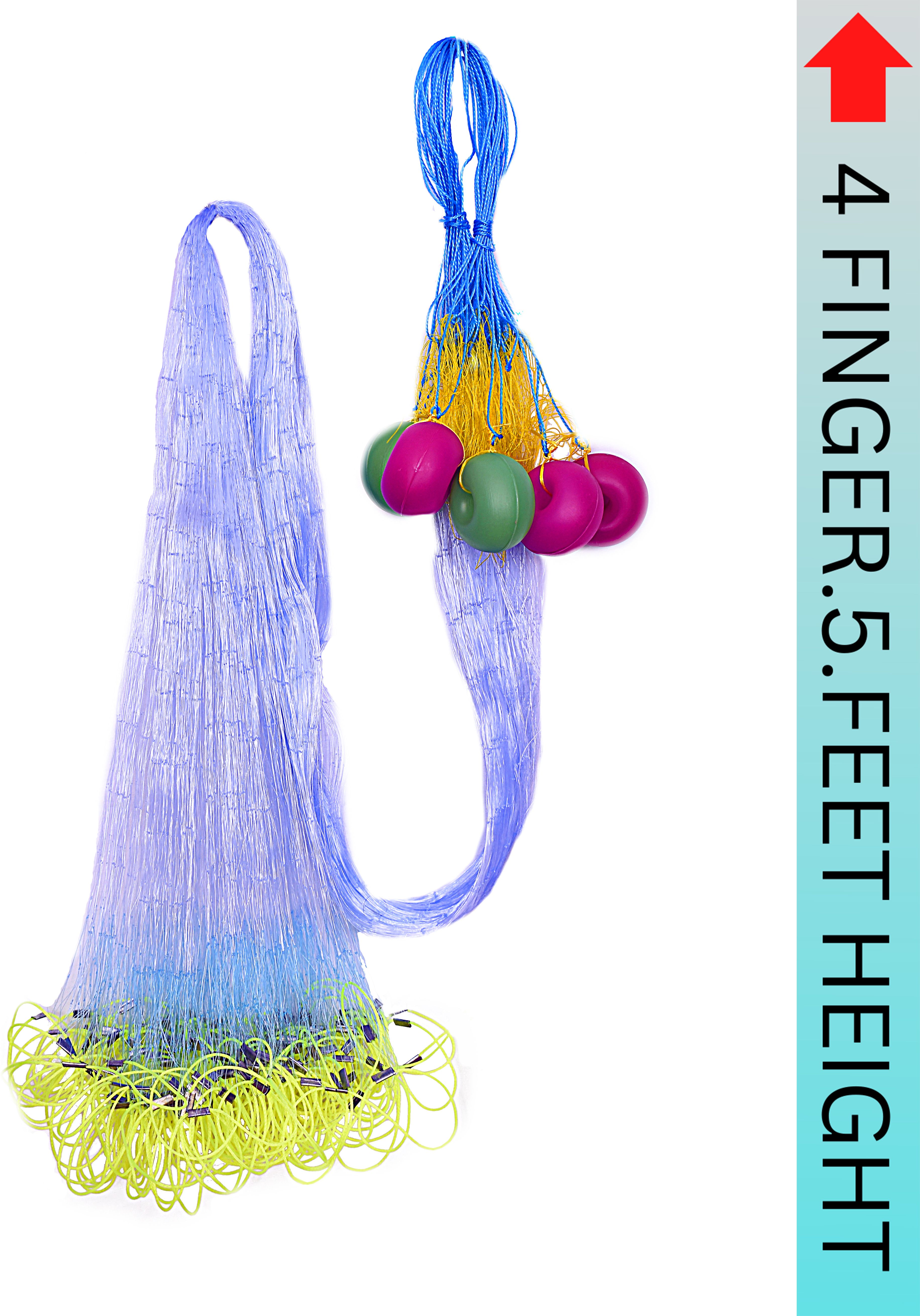 YASHNET 4 FINGER GILLNET 87MM 4.5 FEET HEIGHT 55TO60 FEET LENGTH SHISHAJAAL Fishing Net (Multicolor) — photo 1