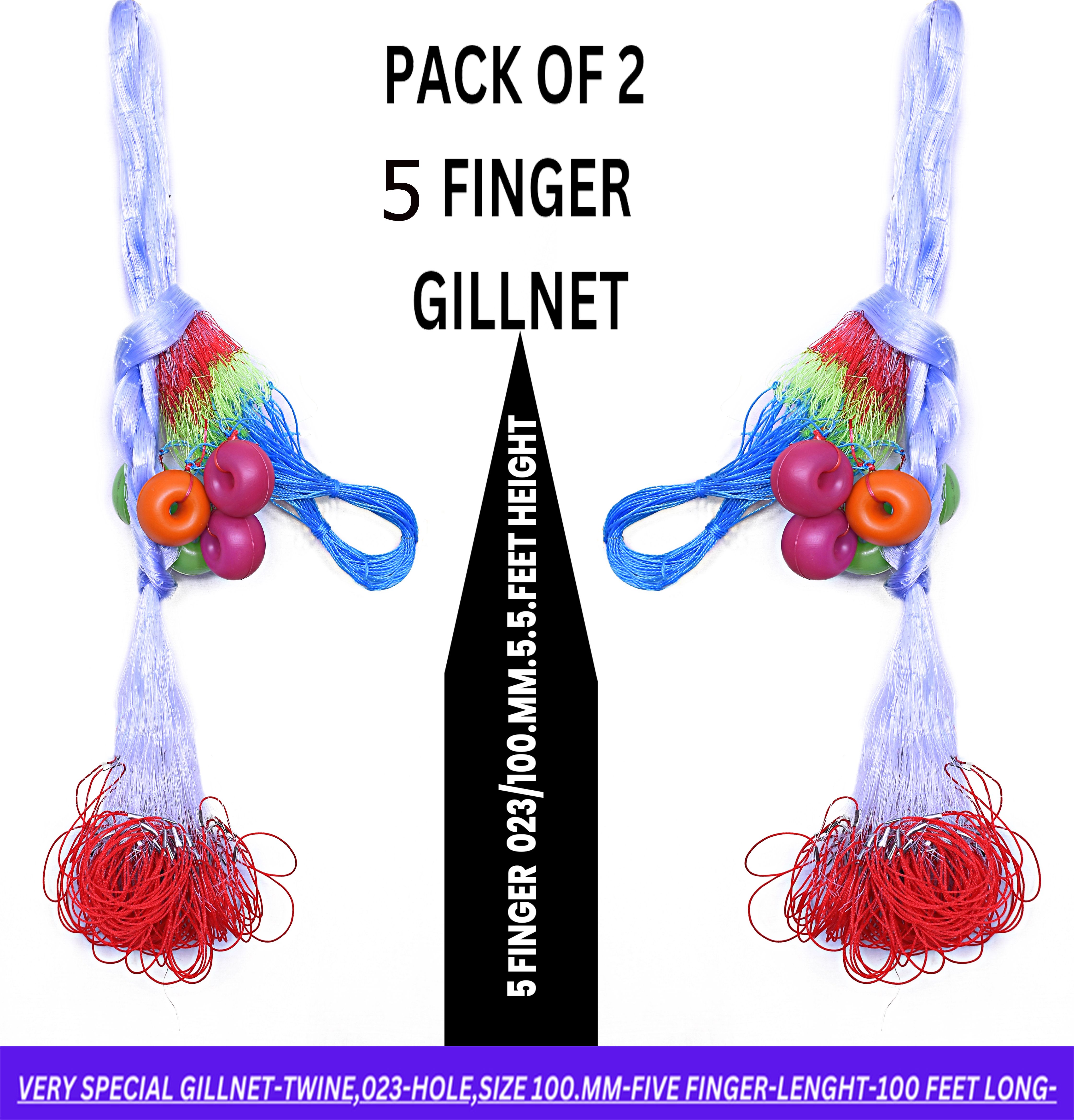 YASHNET GILLNET 5 FINGER GILLNET 100MM PACK OF 2 PCS 90 TO 100 FEET LONG LENGTH Fishing Net (Multicolor) — photo 1