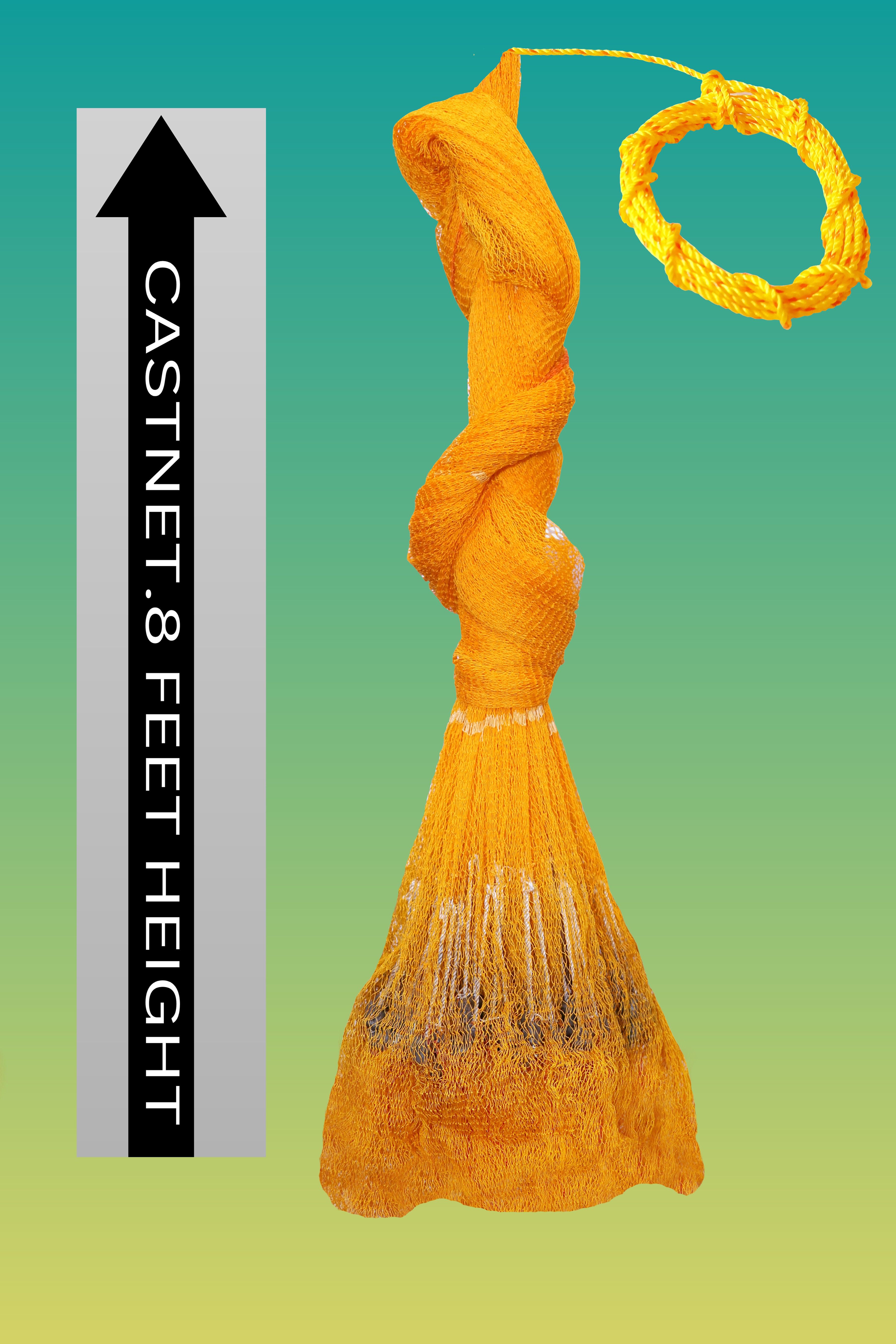 YASHNET CASTNET 9. FEET 16MM HOLE THREADS NYLON NO1 Fishing Net (Yellow) — photo 1