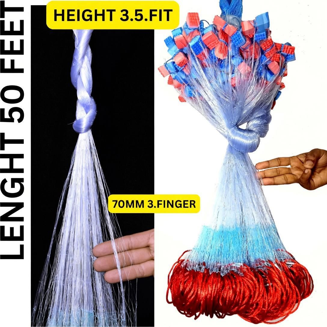 YASHNET GILLNET 3 FINGER 65MM FEET HEIGHT 50 FEET LENGTH SHISHAJAAL Fishing Net (Multicolor) — photo 1