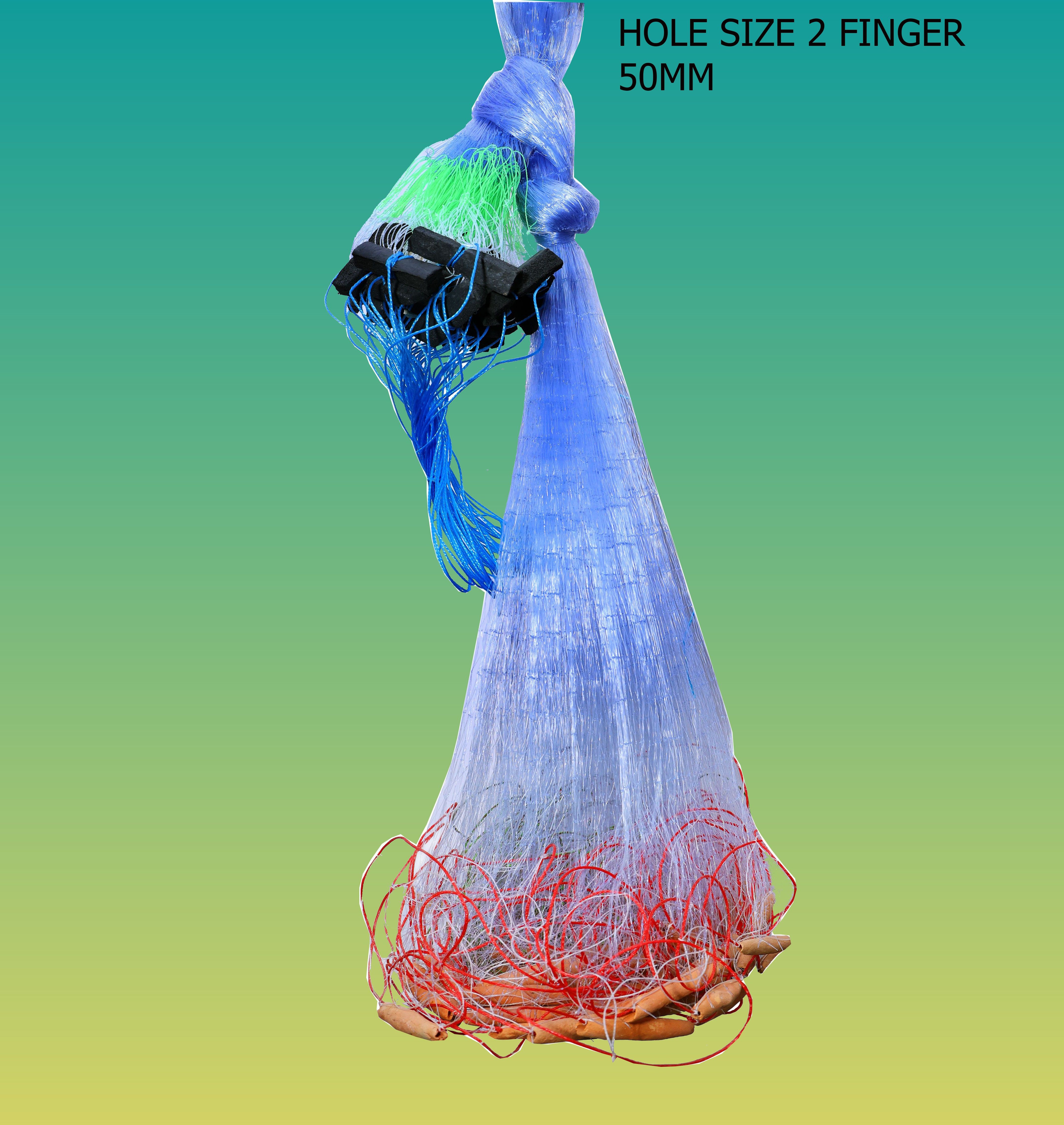 YASHNET GILLNET 2 FINGER 45MM KATHIJAAL 50FEET LONG LENGTH Fishing Net (Multicolor) — photo 1