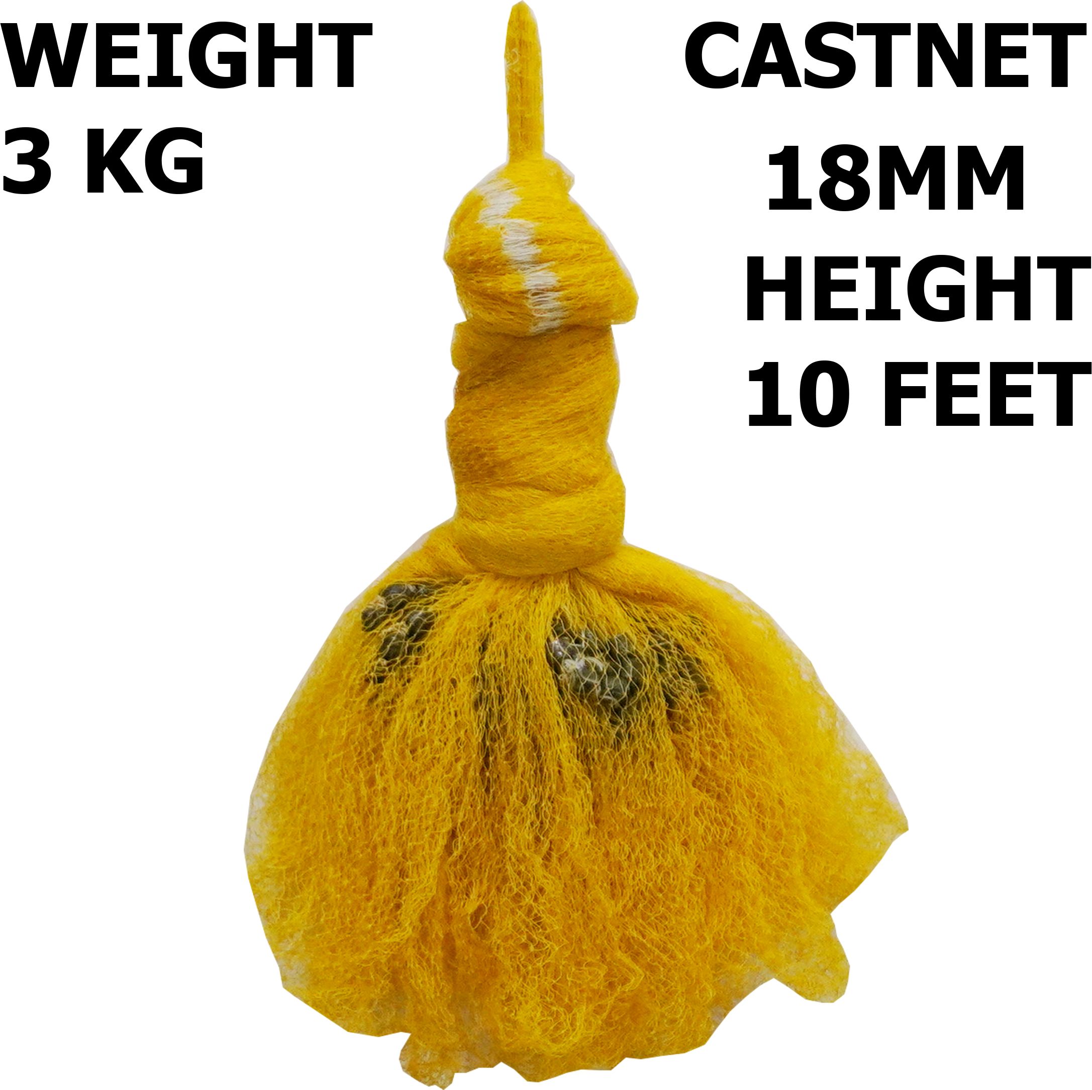 YASHNET CASTNET 20MM 10FEET HEIGHT WEIGHT 3 KG ROUNDING 45 FEET Fishing Net (Yellow) — photo 1