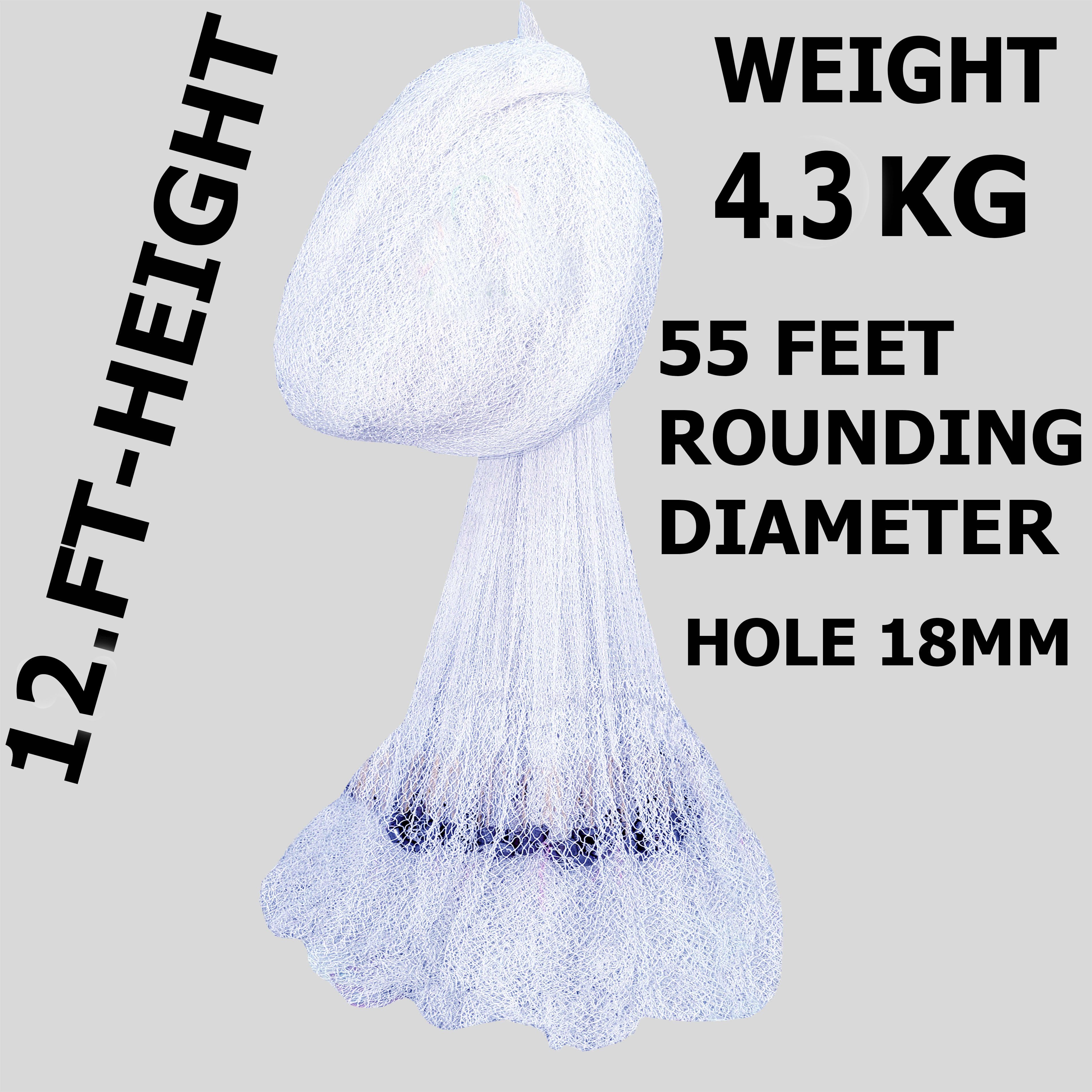 YASHNET CASTNET 12 FEET HEIGHT 18MM HOLE 4.2KG WEIGHT 55 FT DIAMETER ROUNDING Fishing Net (White) — photo 1