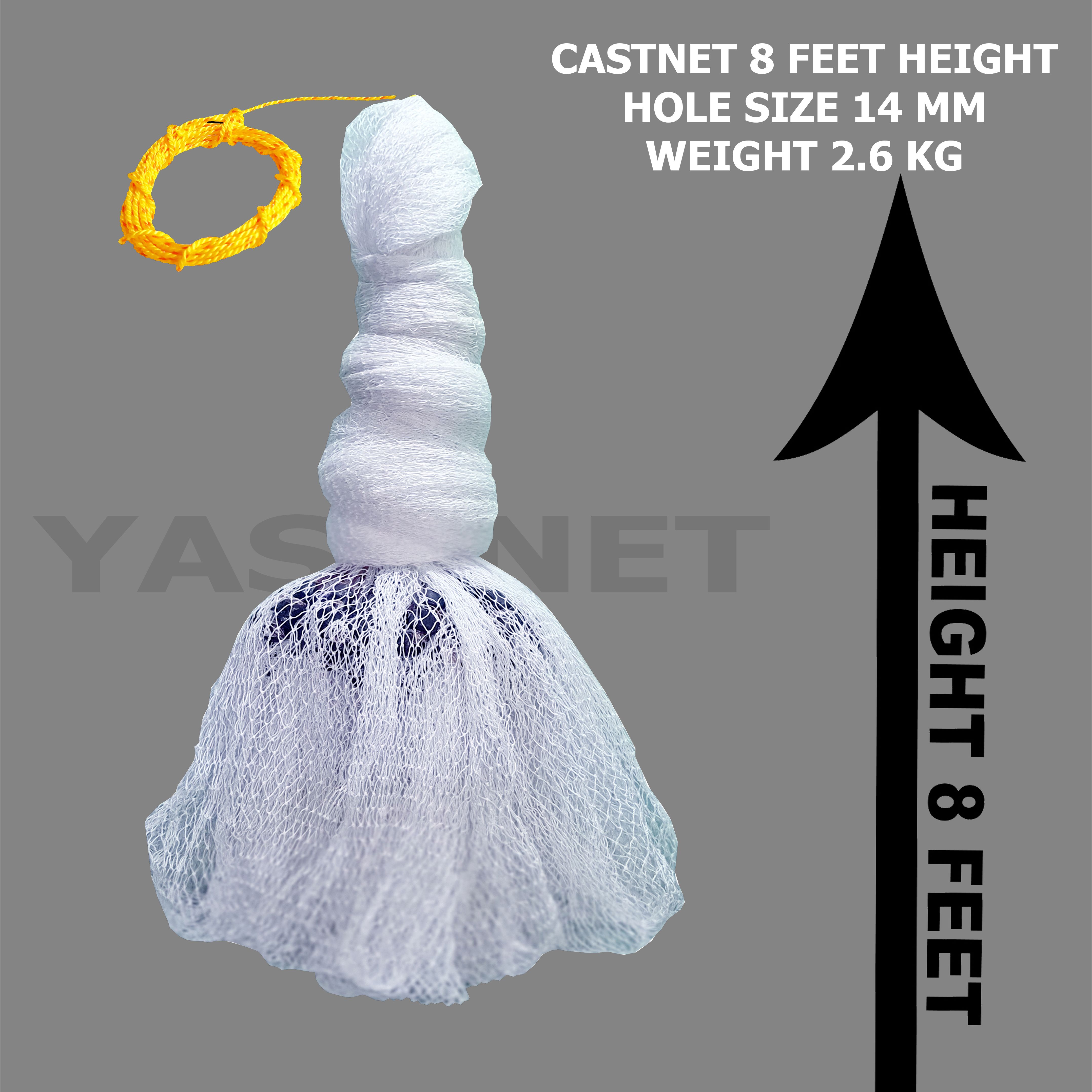 YASHNET CASTNET 16MM 2.5KG WEIGHT 8FT THREADS 1,NO +2 NO NYLON Fishing Net (White) — photo 1