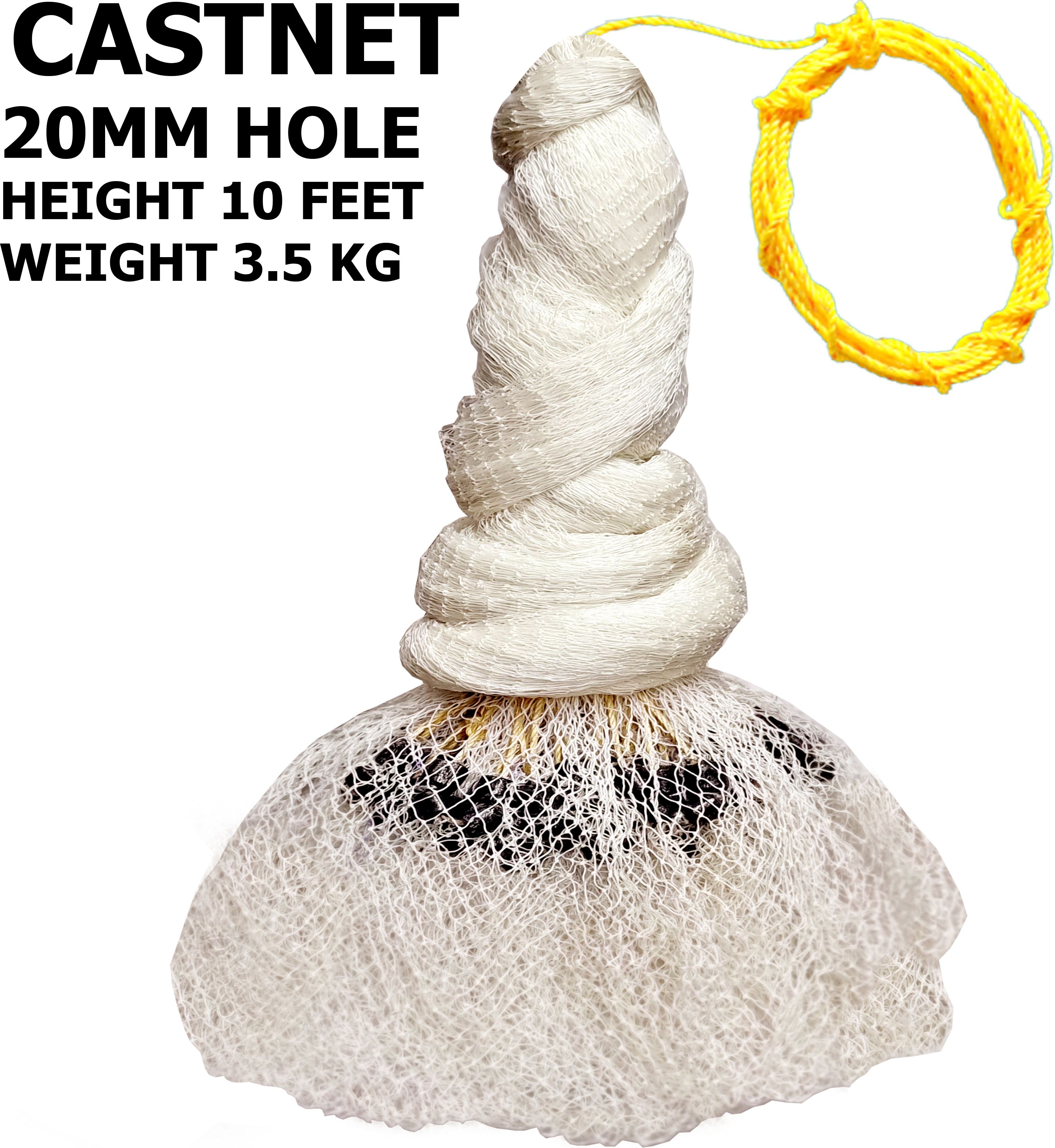 YASHNET CASTNET 20MM MESH 10 FEET 3.5KG WT 18MM EASY HAND THROWN CAST BAIT FOR Fishing Net (White) — photo 1