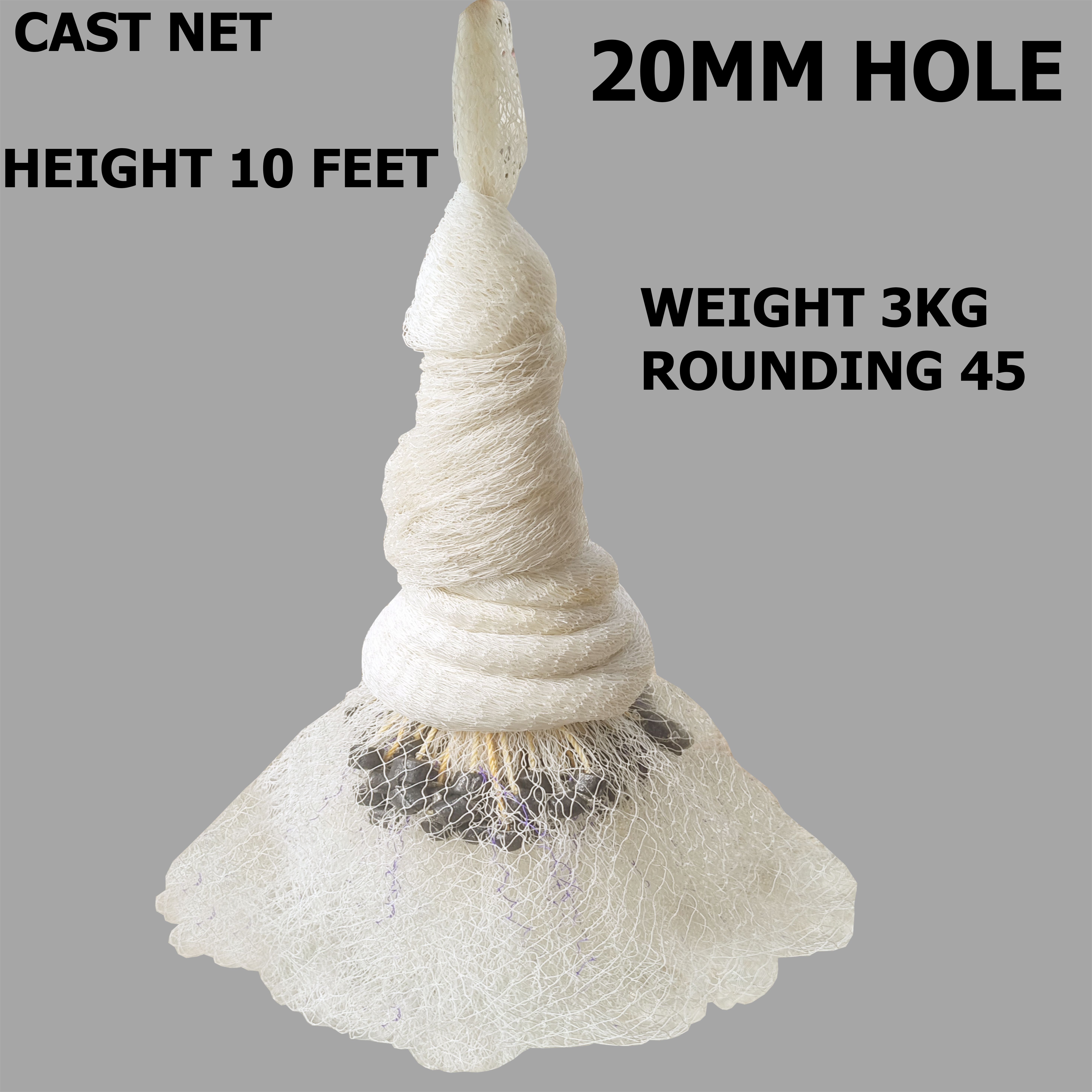 YASHNET CASTNET 20MM MESH 10 FEET 3.KG WT 18MM EASY HAND THROWN CAST BAIT MESH NET FOR Fishing Net (White) — photo 1