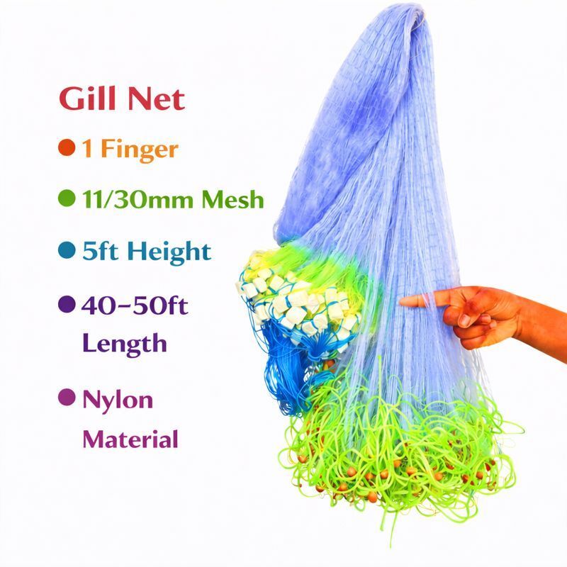 YASHNET 1 FINGER GILLNET 25MM MESH SIZE 50 FEET LENGTH GILLNET Fishing Net (Multicolor) — photo 1
