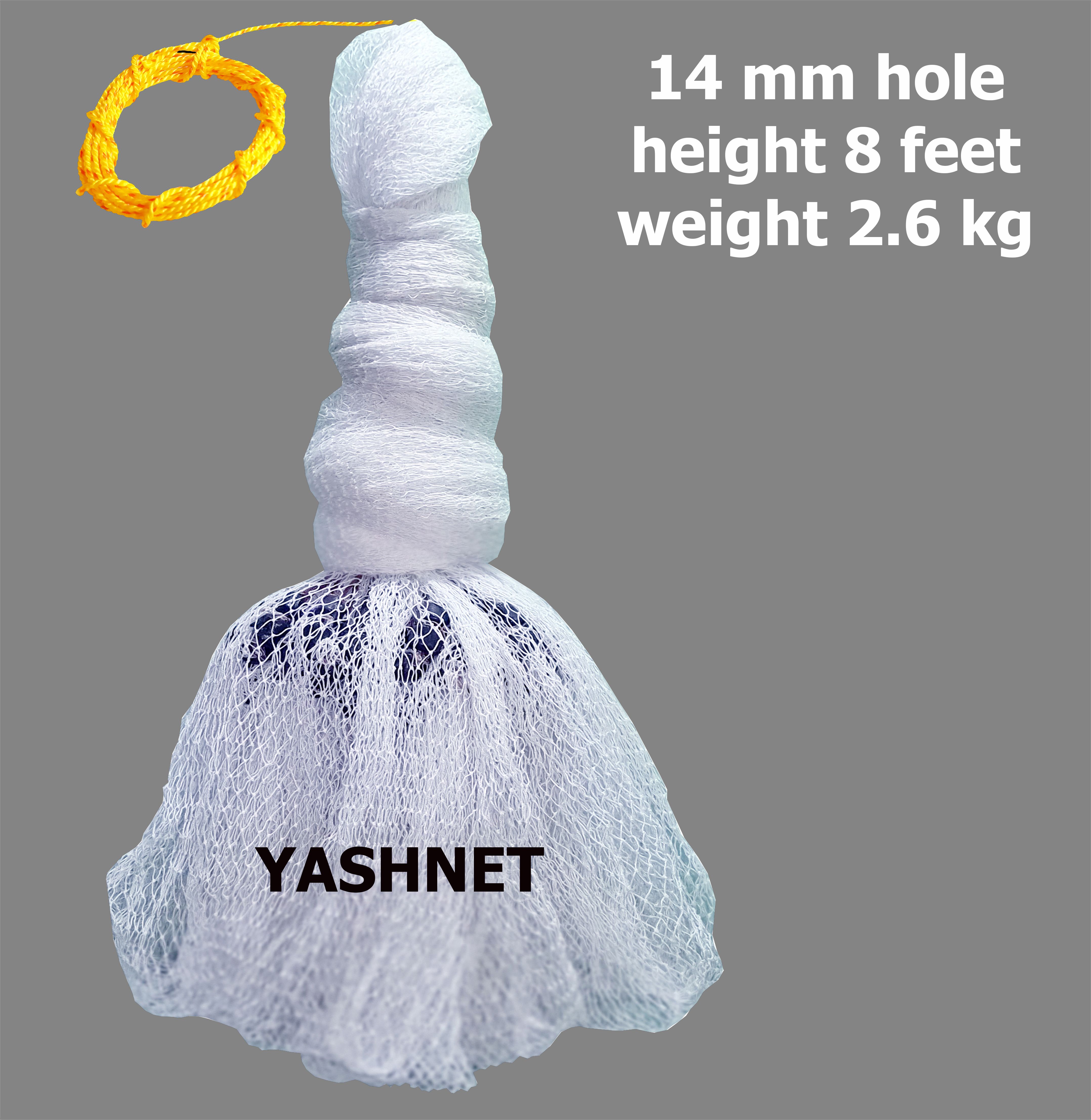 YASHNET CASTNET 14MM 2.5KG WEIGHT 8.5 FT THREADS 1,NO+2 NO NYLON Fishing Net (White) — photo 1