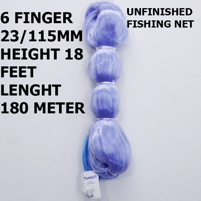 YASHNET GILLNET TARGET 023/115MM 6 FINGER UNFINISHED HEIGHT 16FT LENGHT 180 METER Fishing Net (Blue) — photo 1