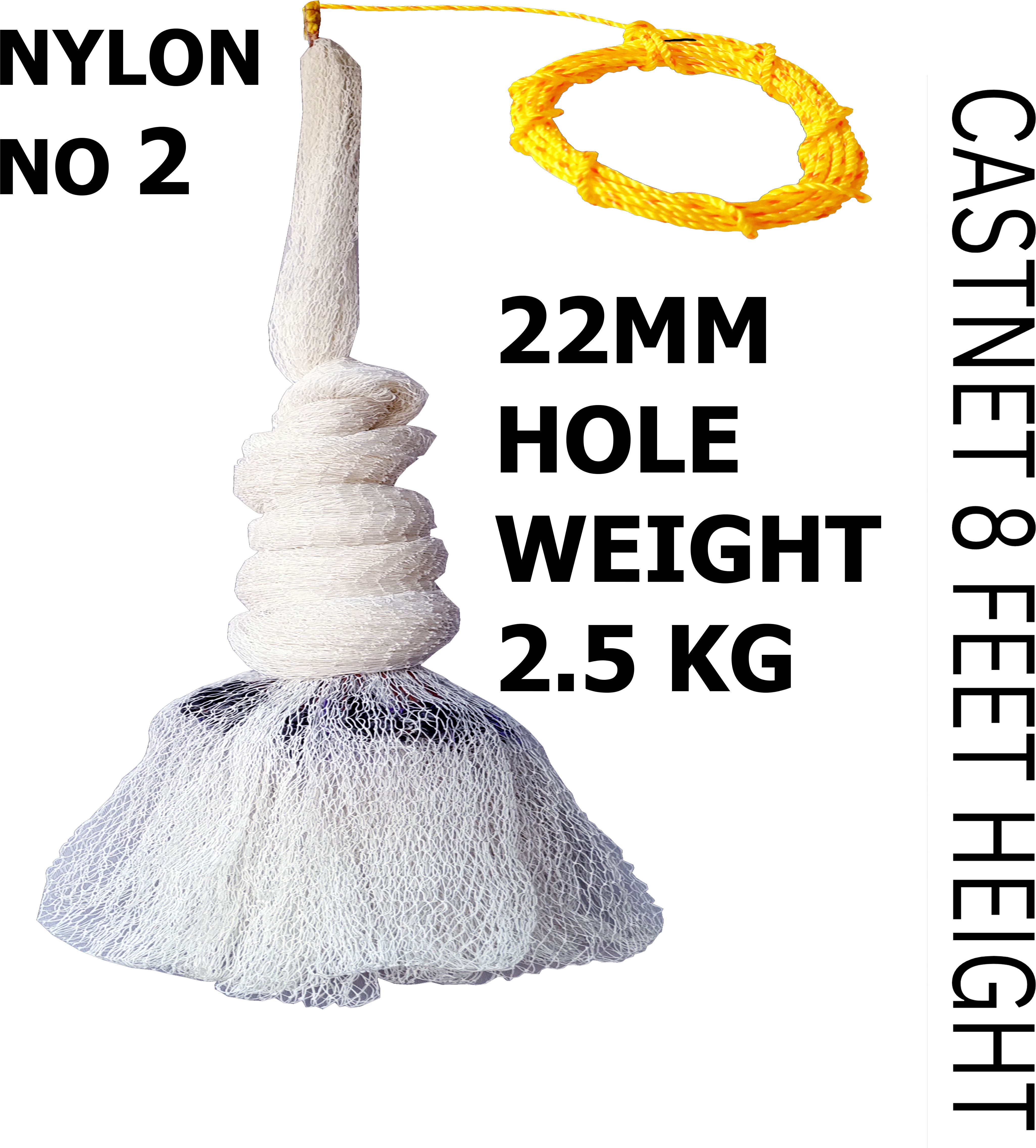YASHNET CASTNET 8. FEET 22MM HOLE THREADS NYLON NO2 Fishing Net (White) — photo 1