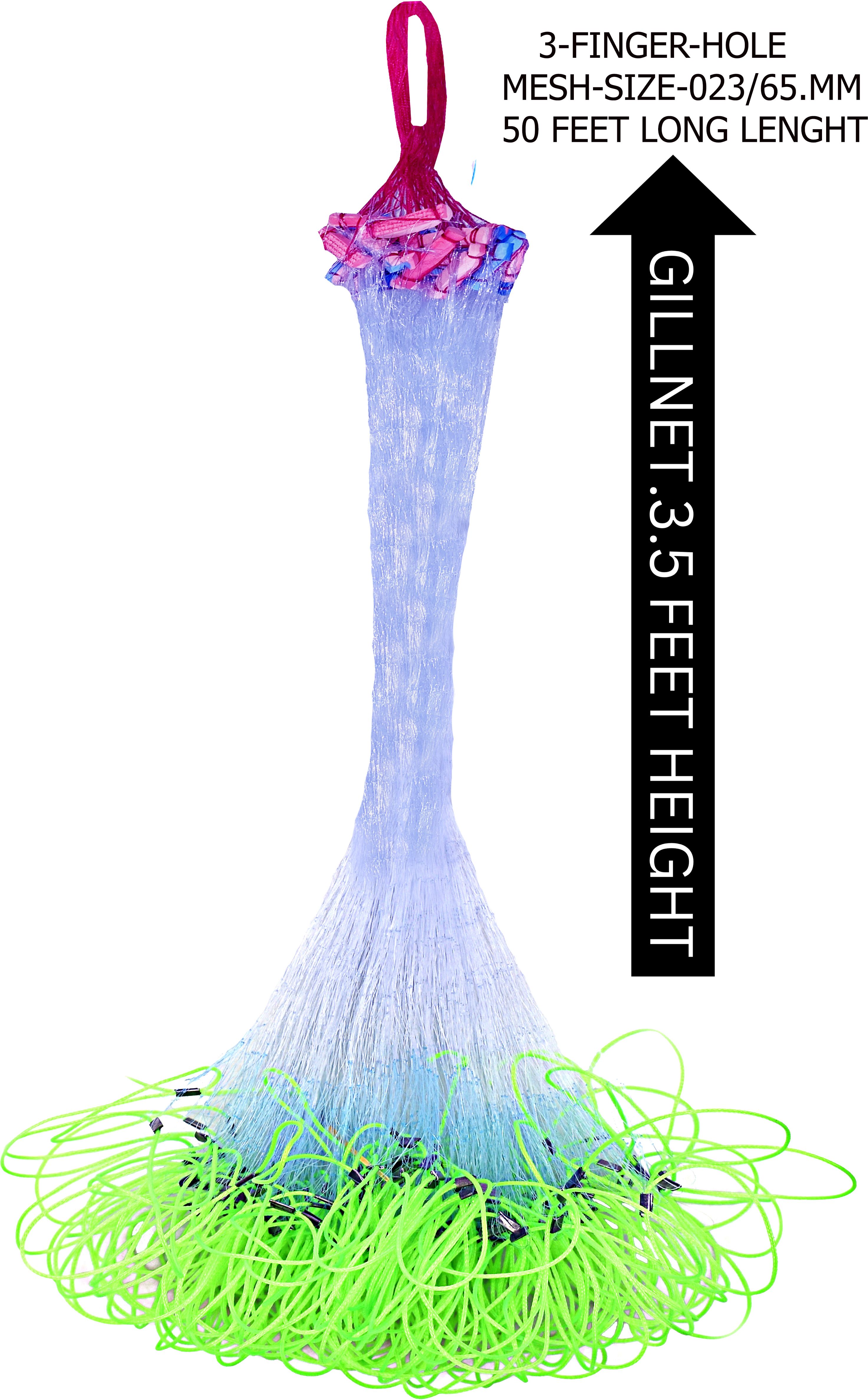 YASHNET GILLNET 3 FINGER 023/65MM FEET HEIGHT 50 FEET LONG LENGTH Fishing Net (Multicolor) — photo 1