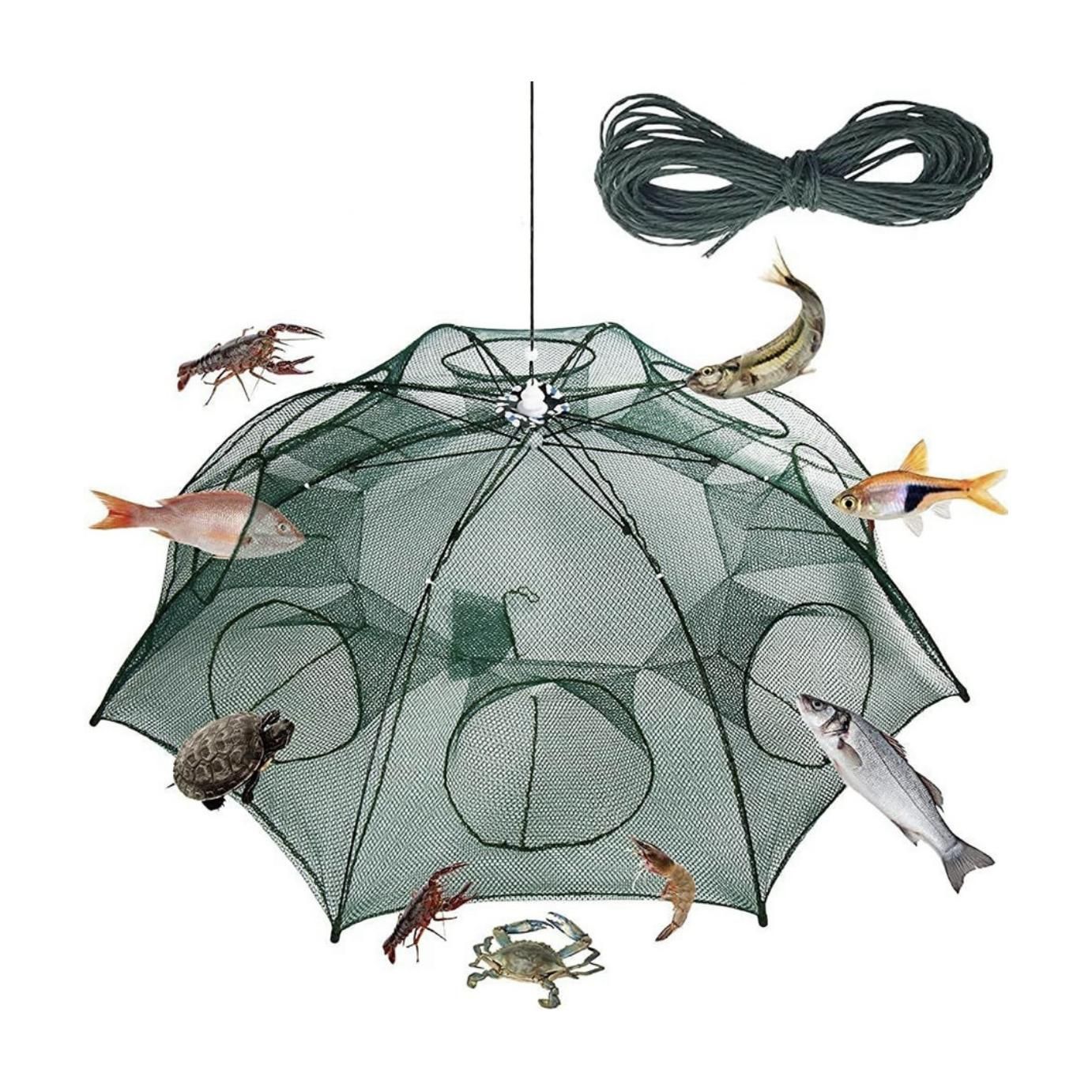 DFN 8 POCKET PORTABLE FISHING NET, SHRIMP, CRAB, CRAWFISH NET TRAP Fishing Net (Green) — photo 1