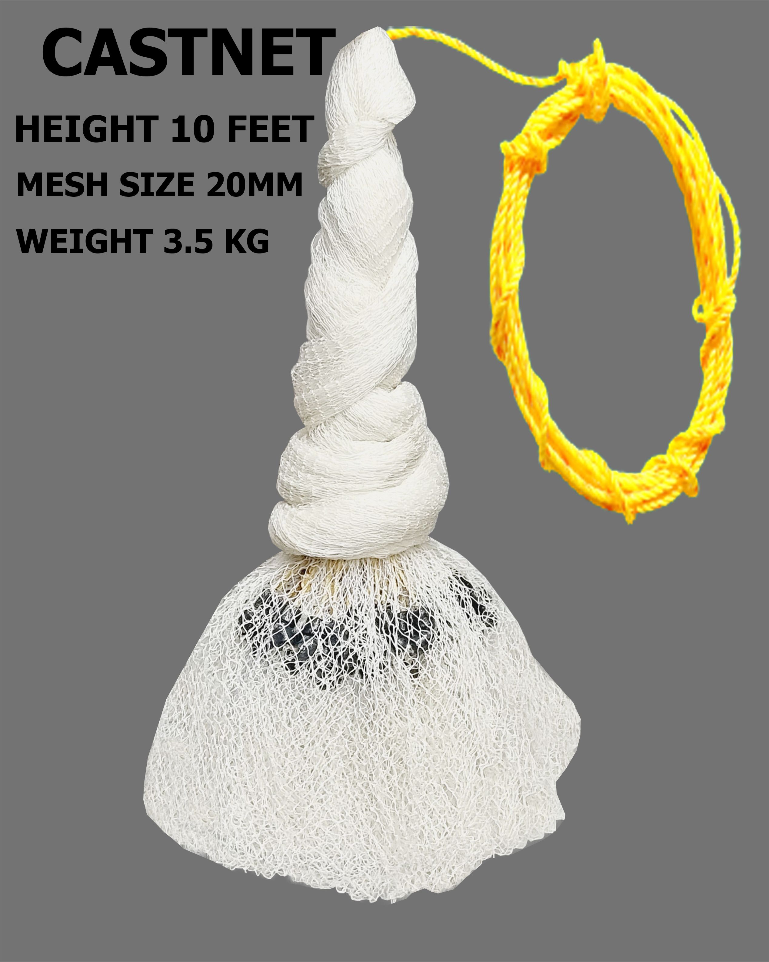 YASHNET CASTNET 10 FEET HEIGHT 3.5KG WT HOLE 18MM HAND THROWN CAST BAIT MESH NET FOR Fishing Net (White) — photo 1