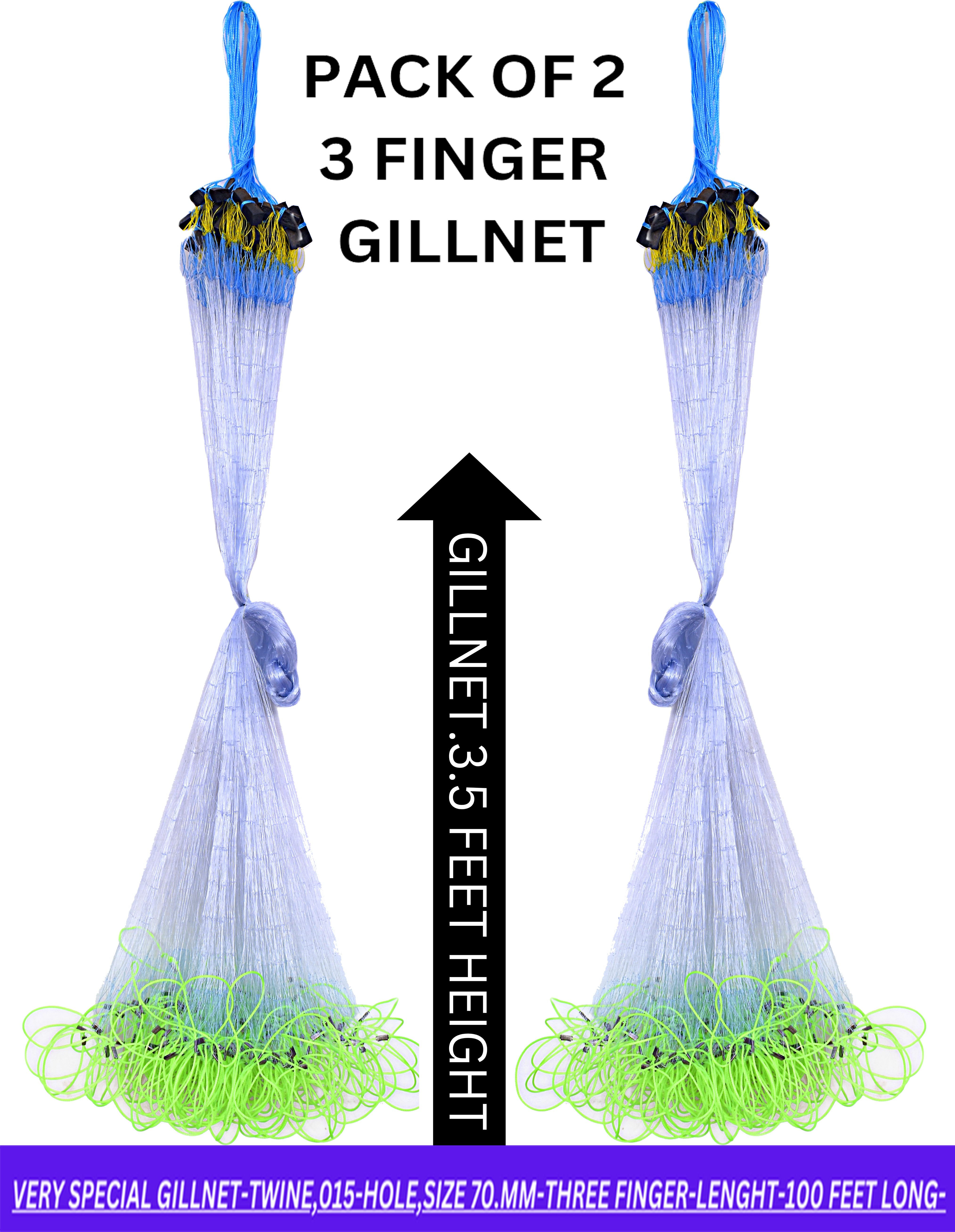 YASHNET 3 FINGER GILLNET 70.MM HEIGHT 90 TO 100 FT LENGTH PACK OF 2 PCS Fishing Net (Multicolor) — photo 1