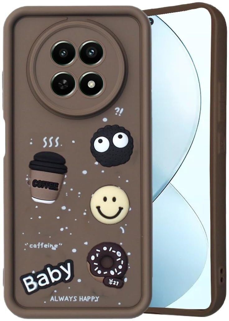 Micvir Back Cover for Realme 13 Plus 5G (Brown, Silicon, Pack of: 1)