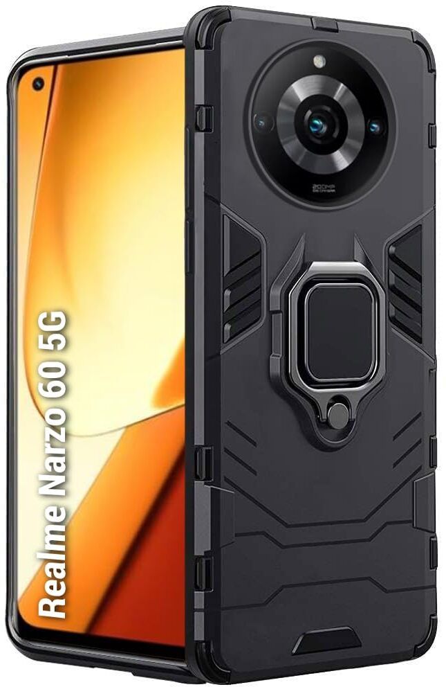 Micvir Back Cover for Realme Narzo 60 5G (Transparent, Black, Shock Proof, Plastic, Silicon, Pack of: 1)