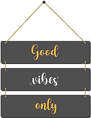 Good Vibe Wall Hanging Wooden Art Decoration item for Living Room, Bedroom