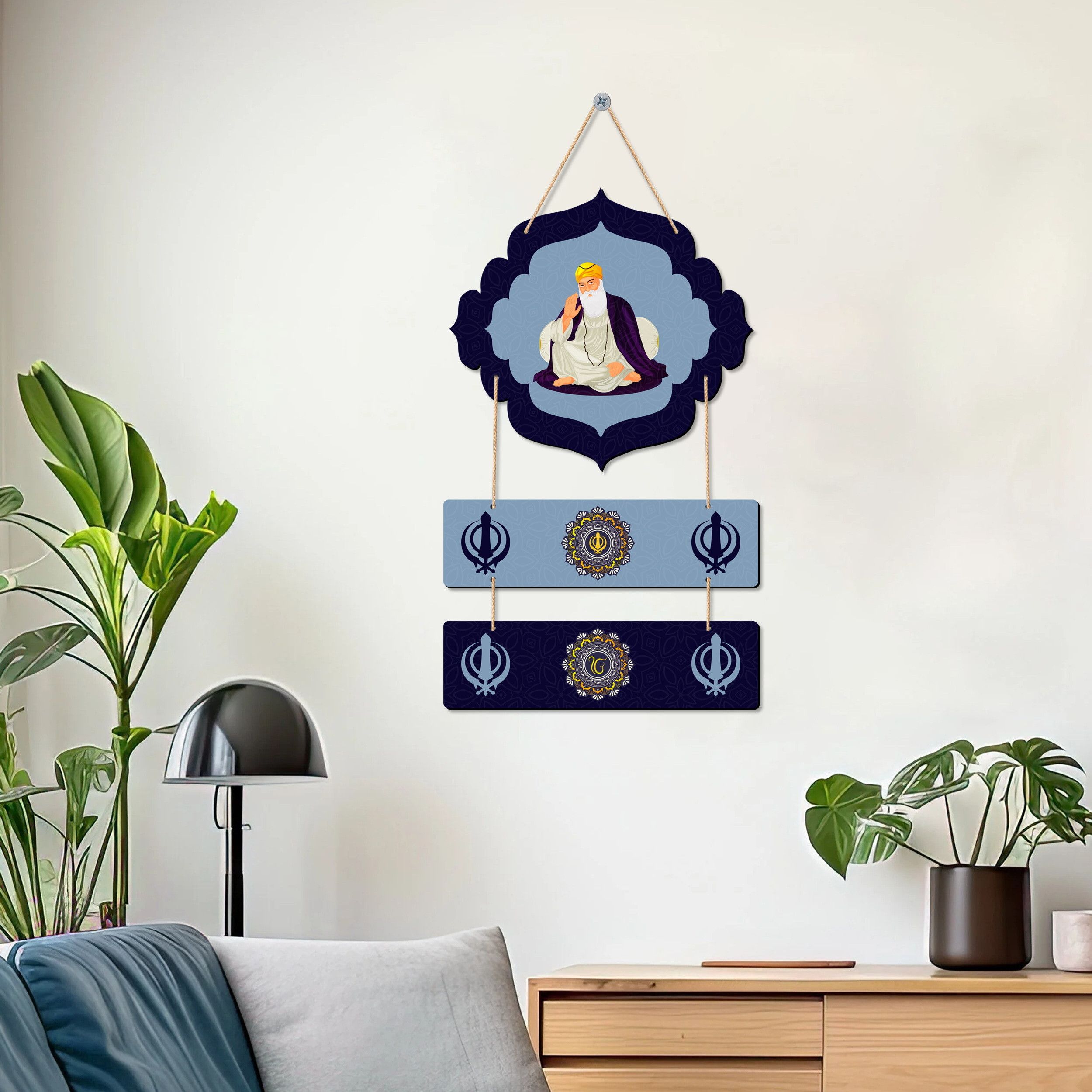 Art Designer Wooden Wall Hanging | Decoration Items for Home (Guru Nanak Dev)