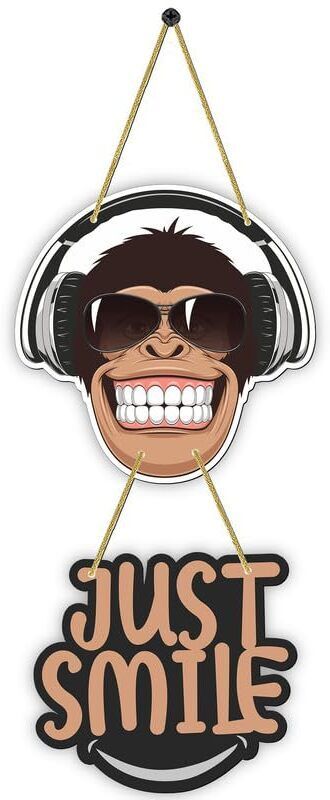 Just Smile Wall Hanging Wooden Art Decoration item for Living Room, Bedroom