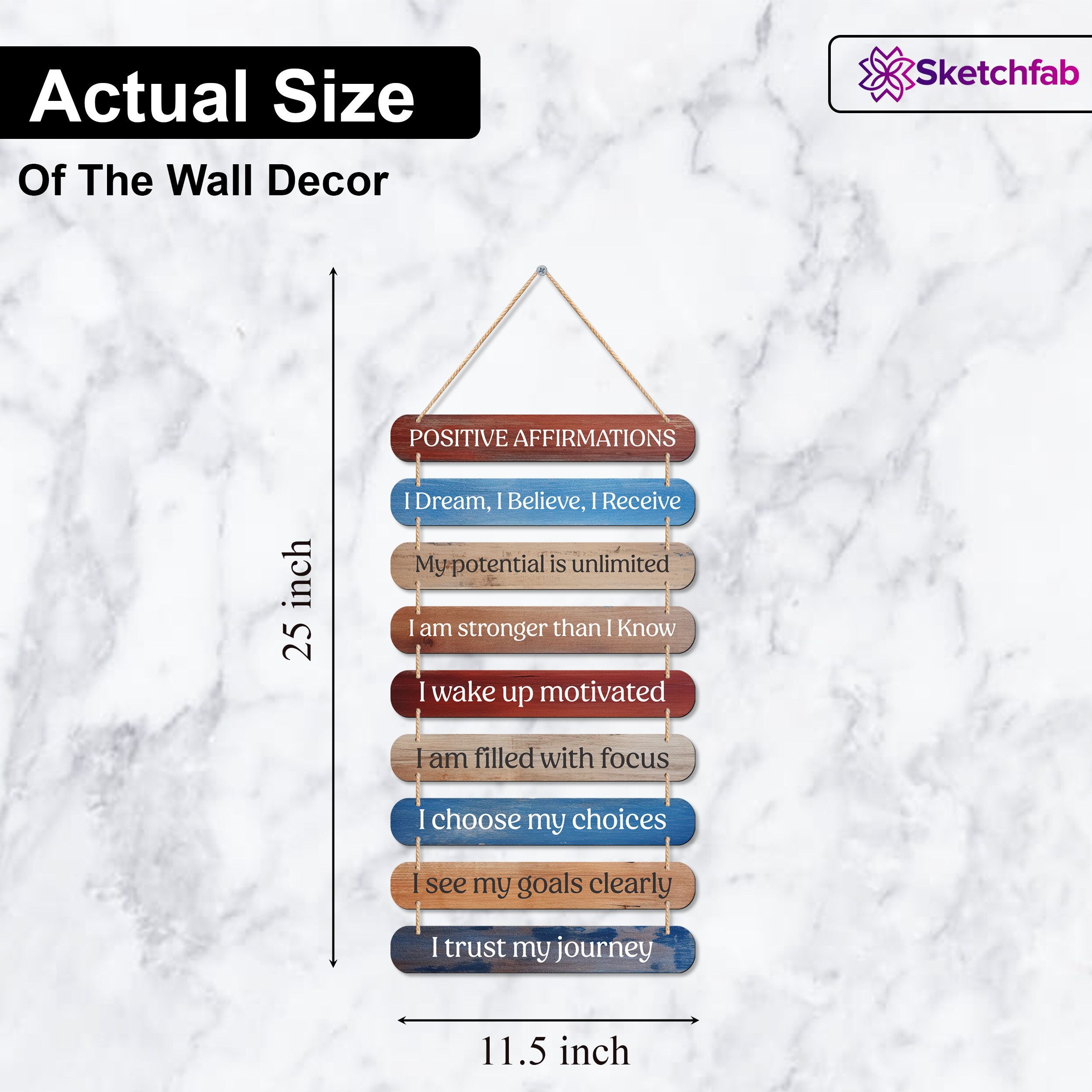 Art Designer Wooden Wall Hanging | Decoration Items Home (Positive Affirmations)